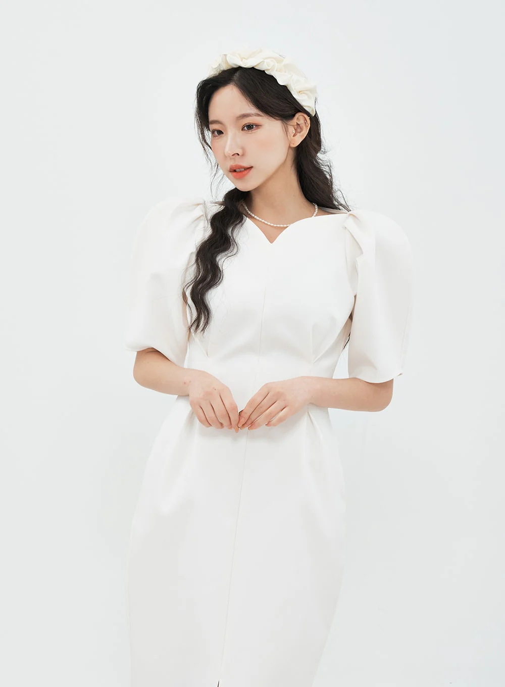 Puff Shoulder Wedding Party Midi Dress IA13 - Image 14