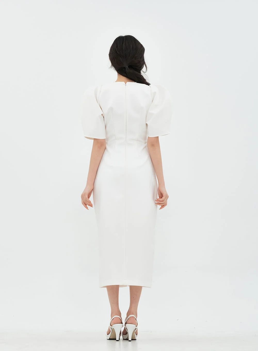 Puff Shoulder Wedding Party Midi Dress IA13 - Image 20