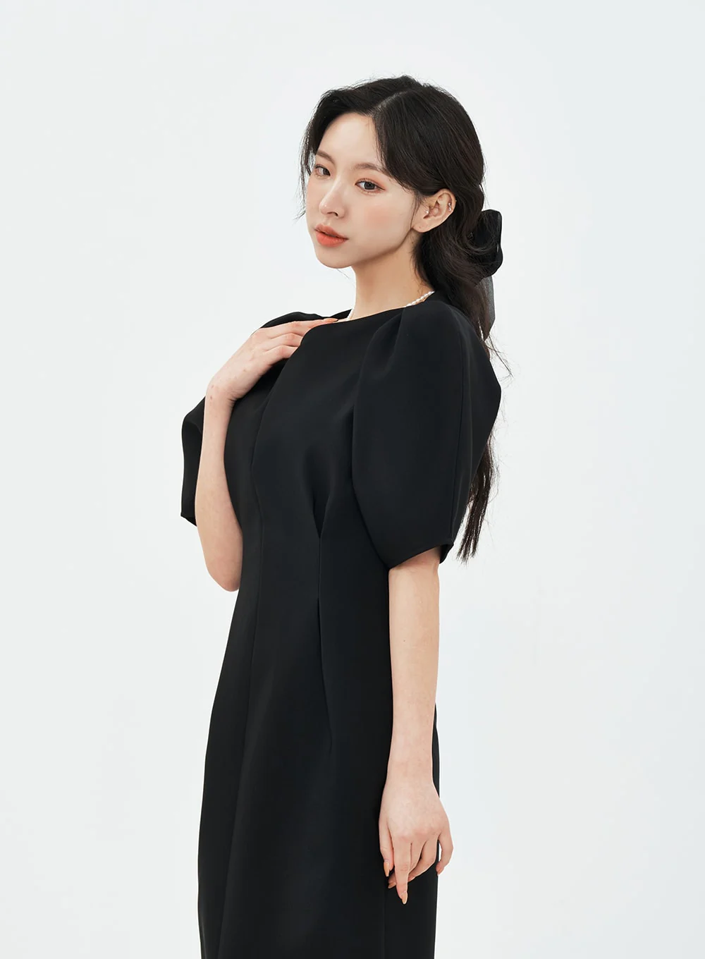 Puff Shoulder Wedding Party Midi Dress IA13 - Image 6