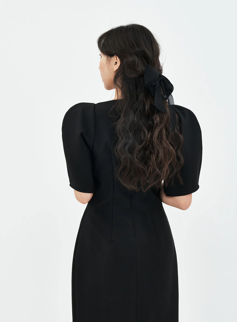 Puff Shoulder Wedding Party Midi Dress IA13 - Image 7