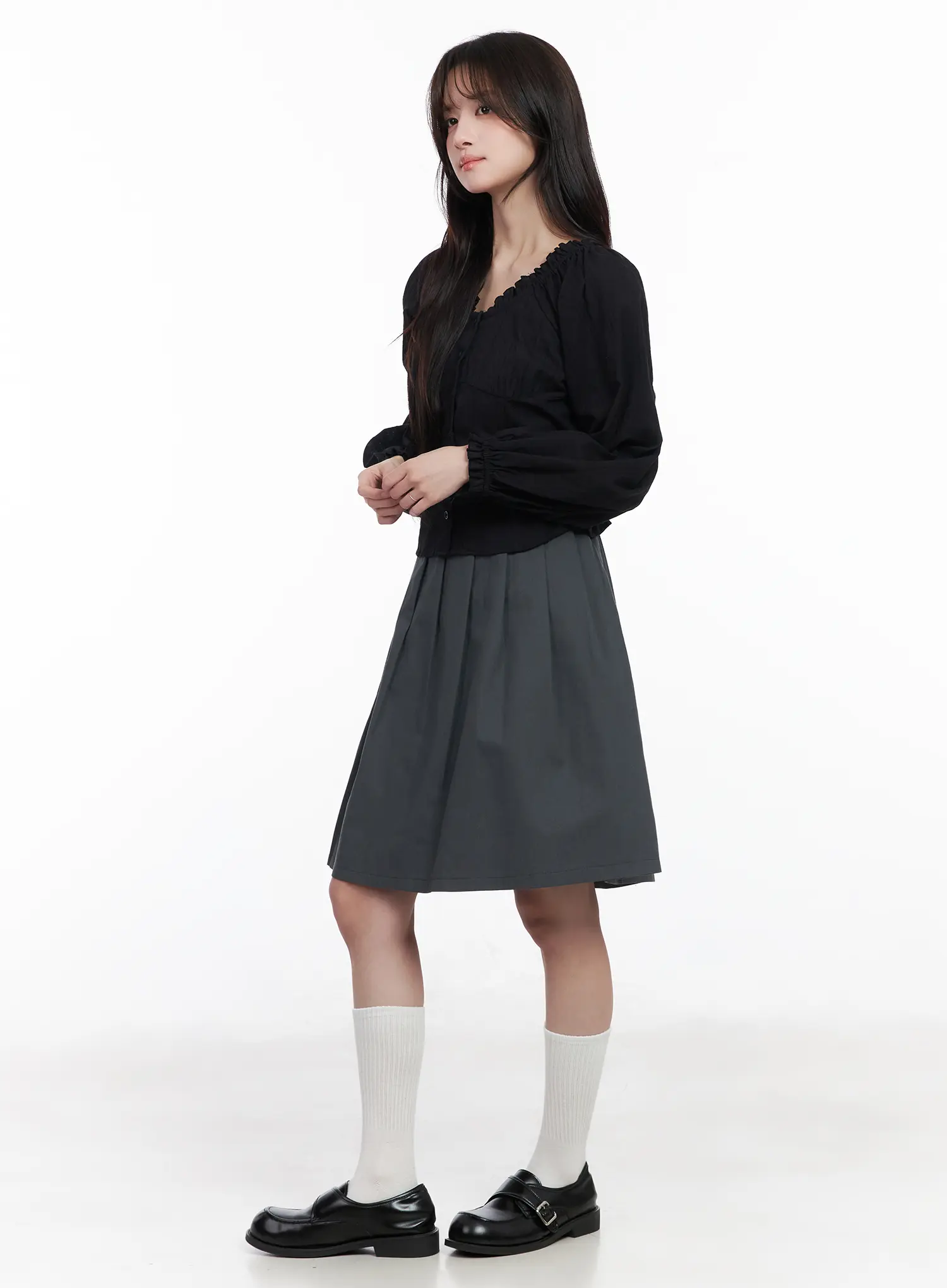 Puff Sleeve Button-Up Blouse CM531 - Image 4