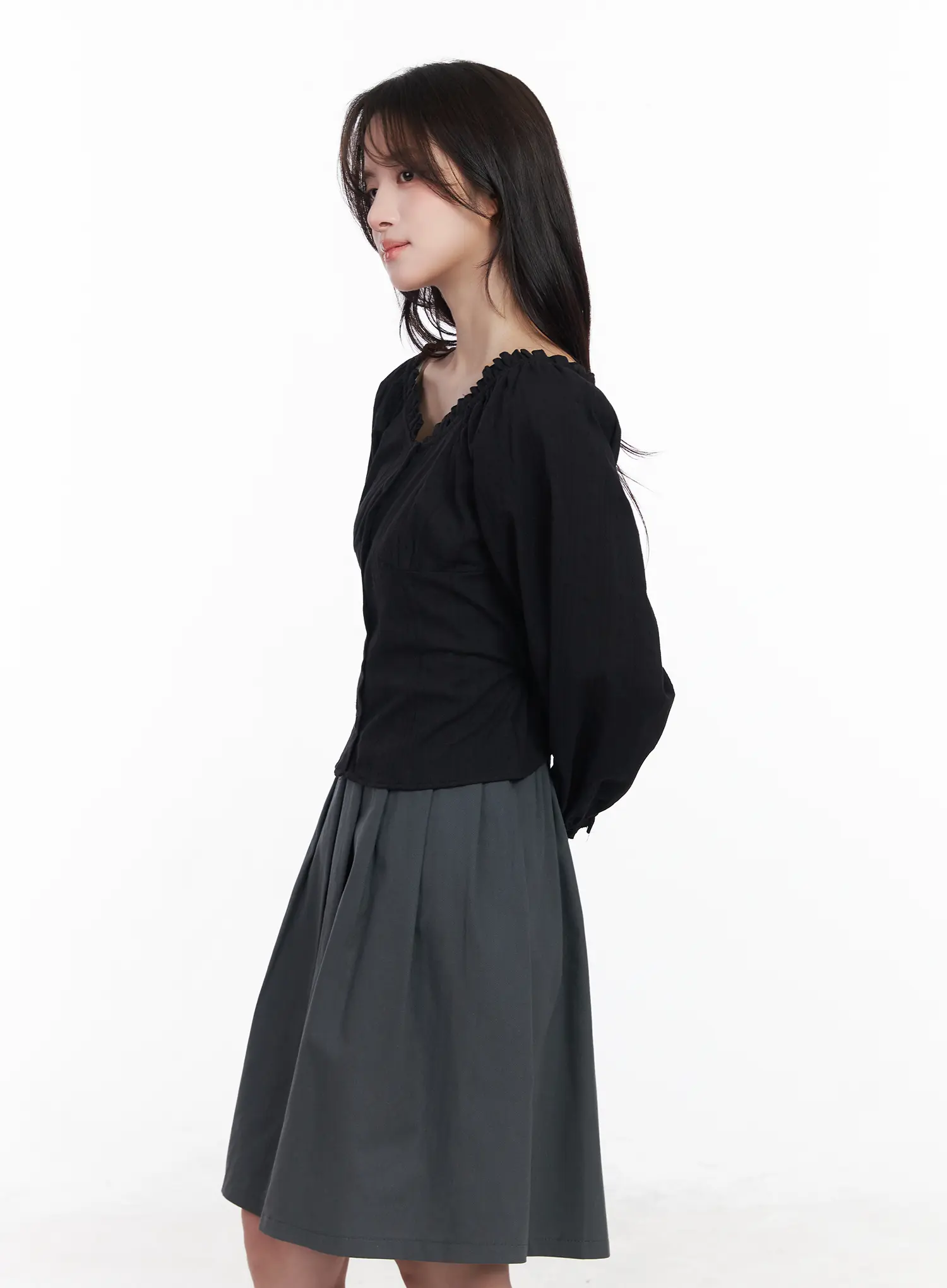 Puff Sleeve Button-Up Blouse CM531 - Image 6