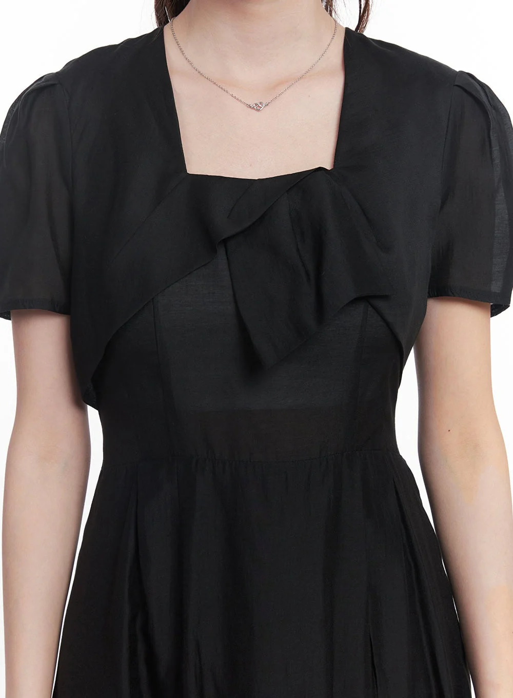 Puff-Sleeve Square Neck Midi Dress CY519 - Image 2