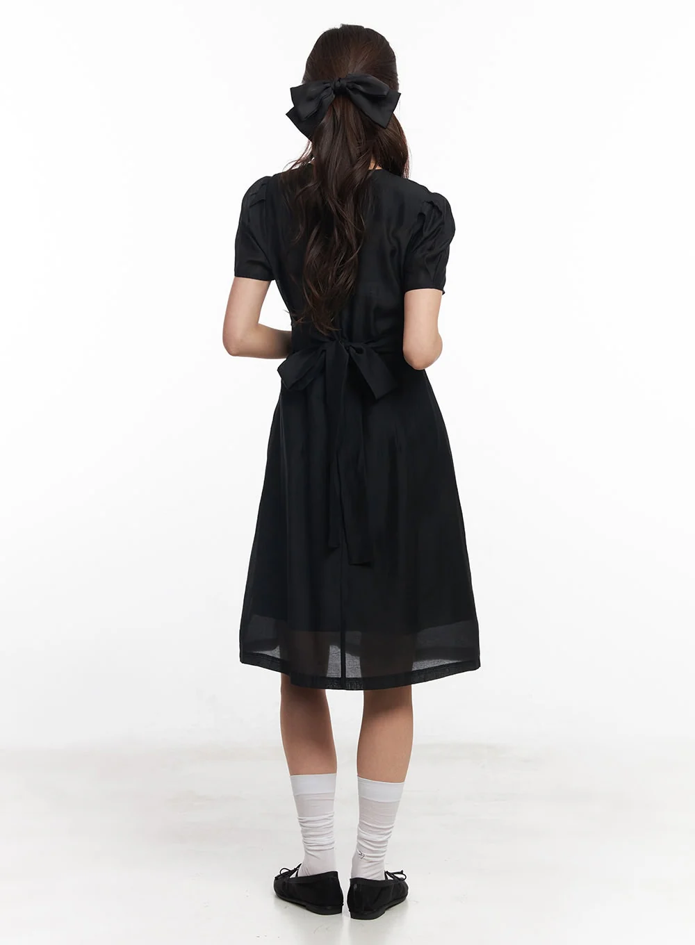 Puff-Sleeve Square Neck Midi Dress CY519 - Image 5