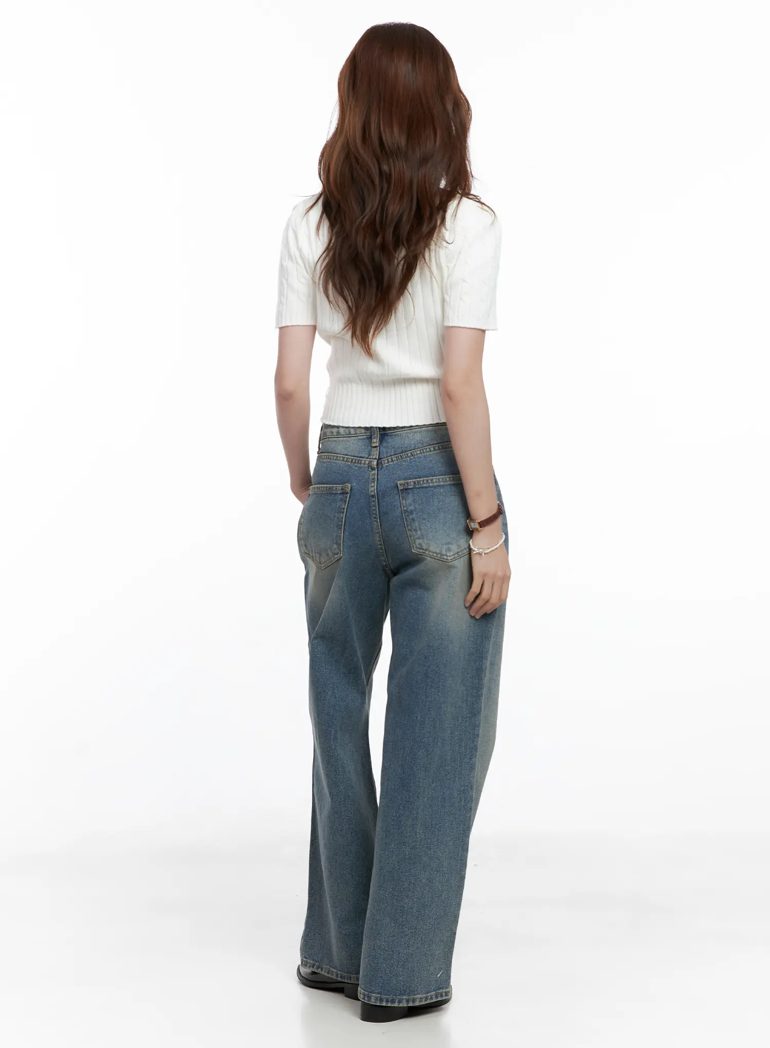 Qu Wide-Leg Vintage Wash Jeans CG521 - Image 7