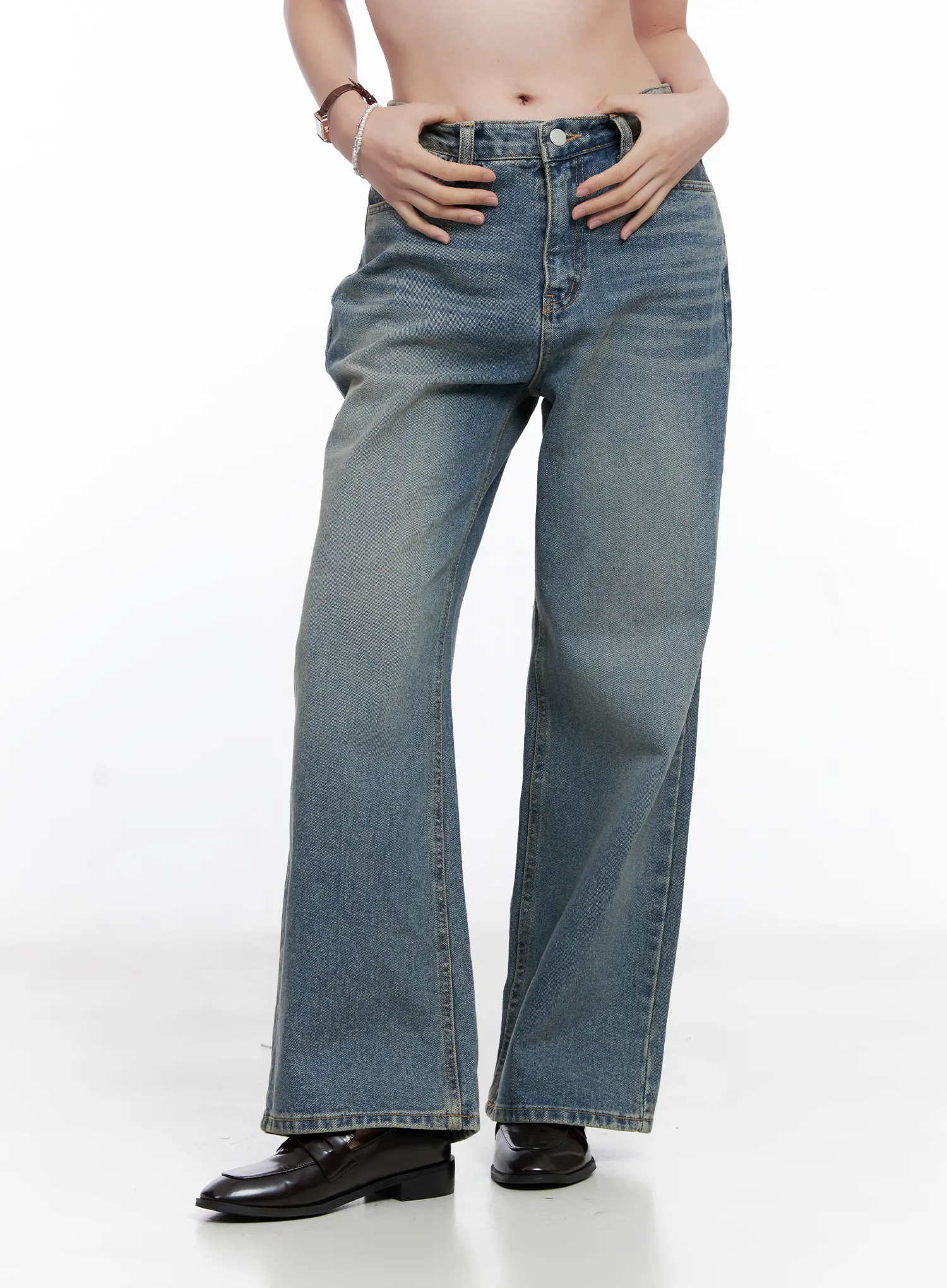 Qu Wide-Leg Vintage Wash Jeans CG521 - Image 8