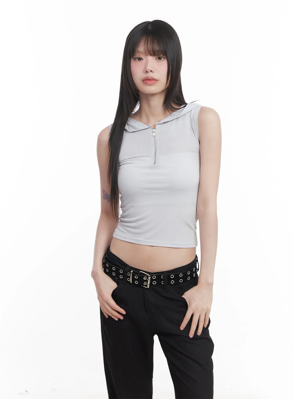 Quarter-Zip Sleeveless Hoodie CU505 - Image 11