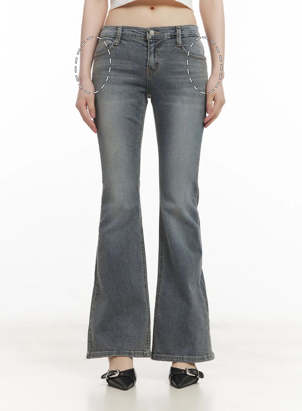 Rachel Washed Bootcut Jeans with Hip Pads CF518 - Image 10