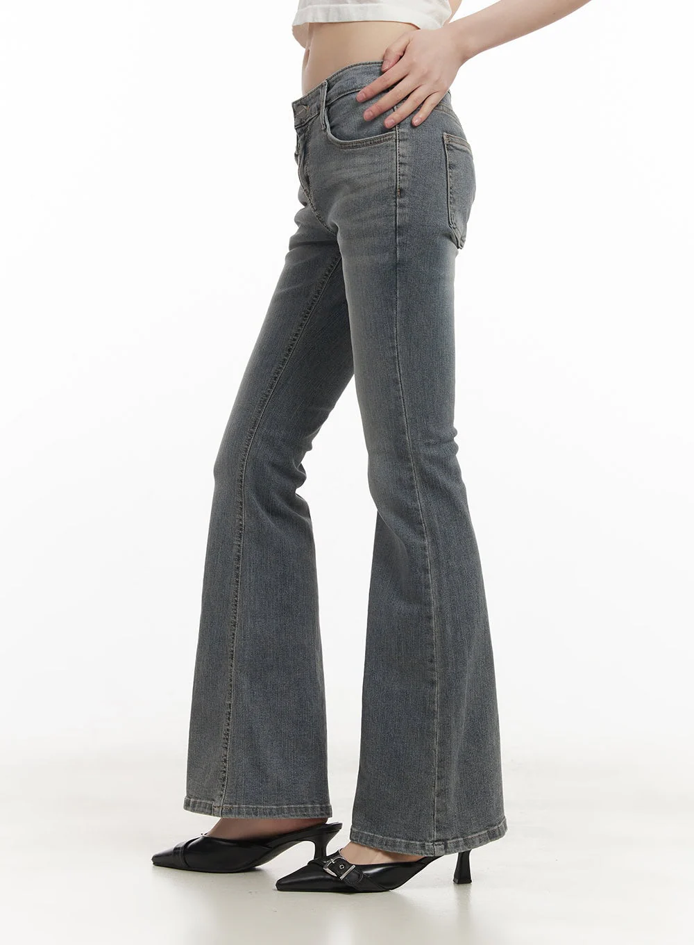 Rachel Washed Bootcut Jeans with Hip Pads CF518 - Image 3