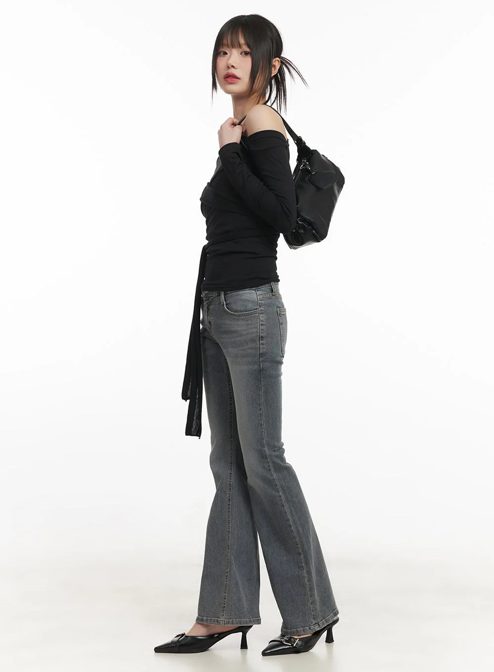 Rachel Washed Bootcut Jeans with Hip Pads CF518 - Image 4