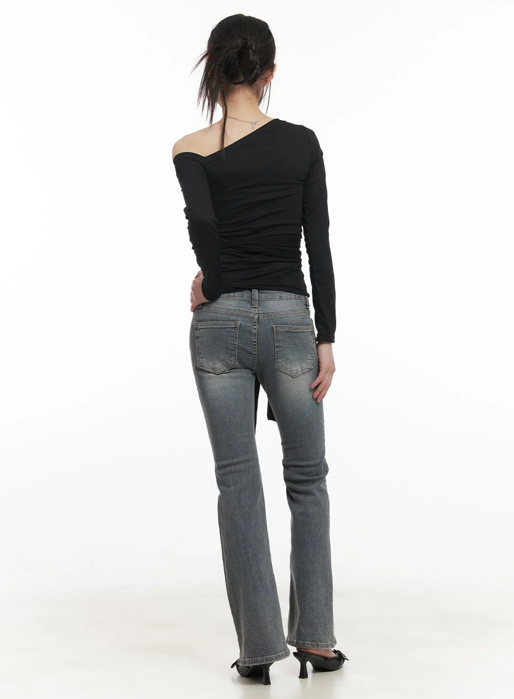 Rachel Washed Bootcut Jeans with Hip Pads CF518 - Image 6