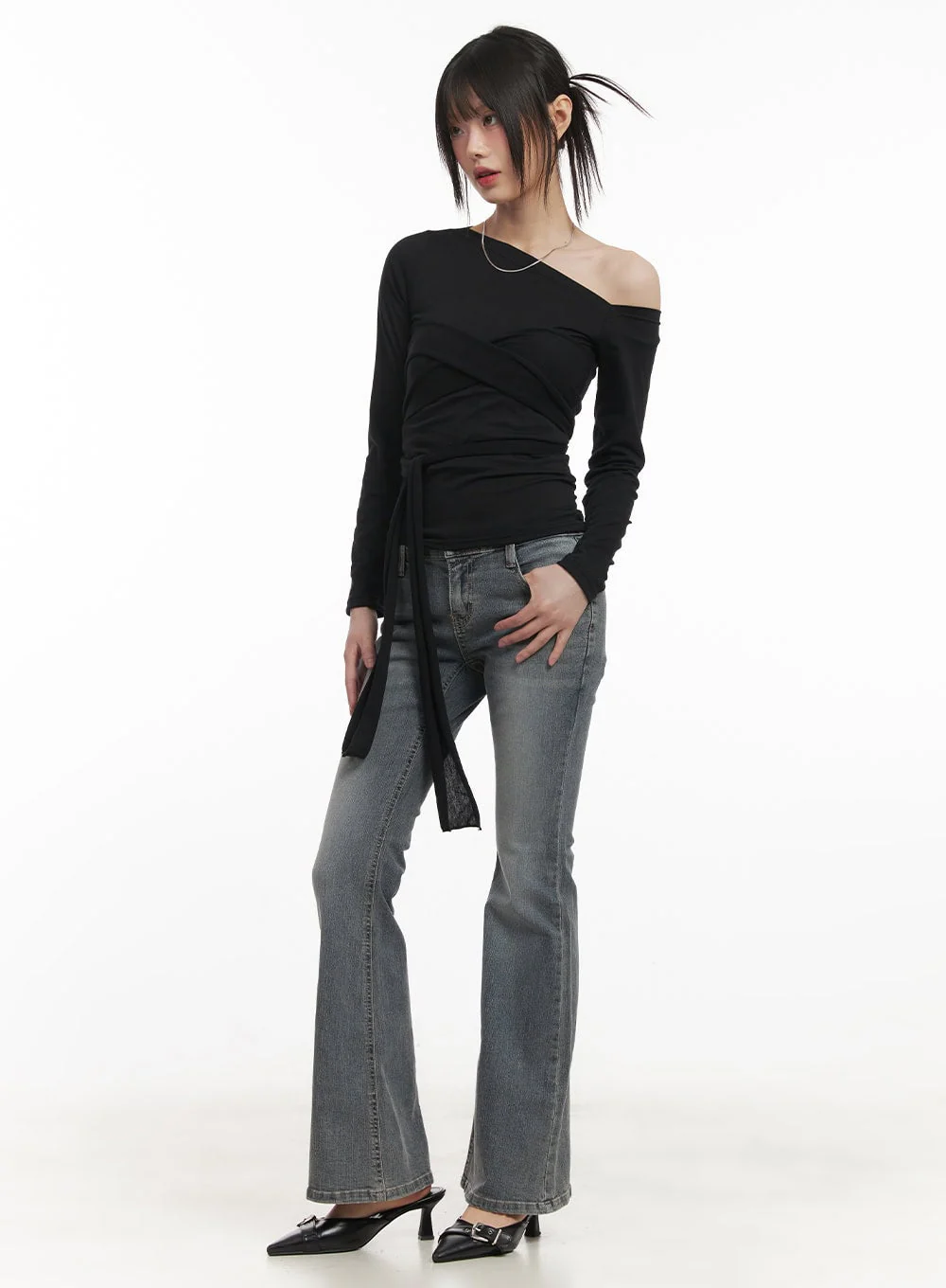 Rachel Washed Bootcut Jeans with Hip Pads CF518 - Image 7
