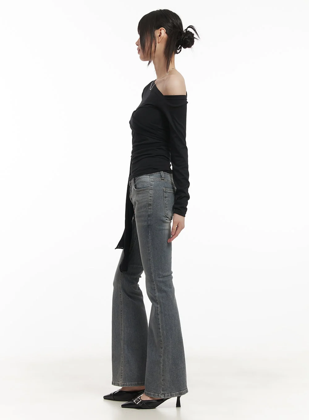 Rachel Washed Bootcut Jeans with Hip Pads CF518 - Image 8