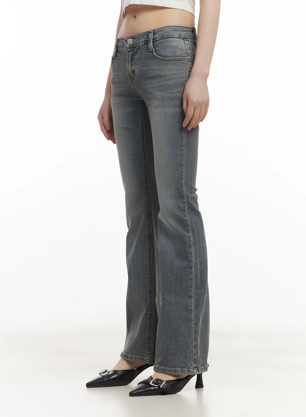 Rachel Washed Bootcut Jeans with Hip Pads CF518 - Image 9