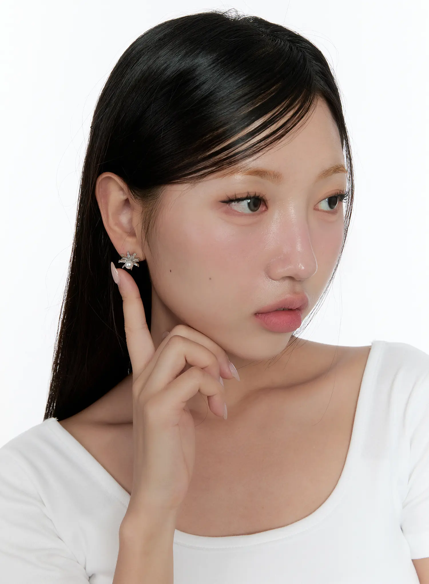 Radiant Sun Faux Pearl Stud Earrings CS518 - Image 2
