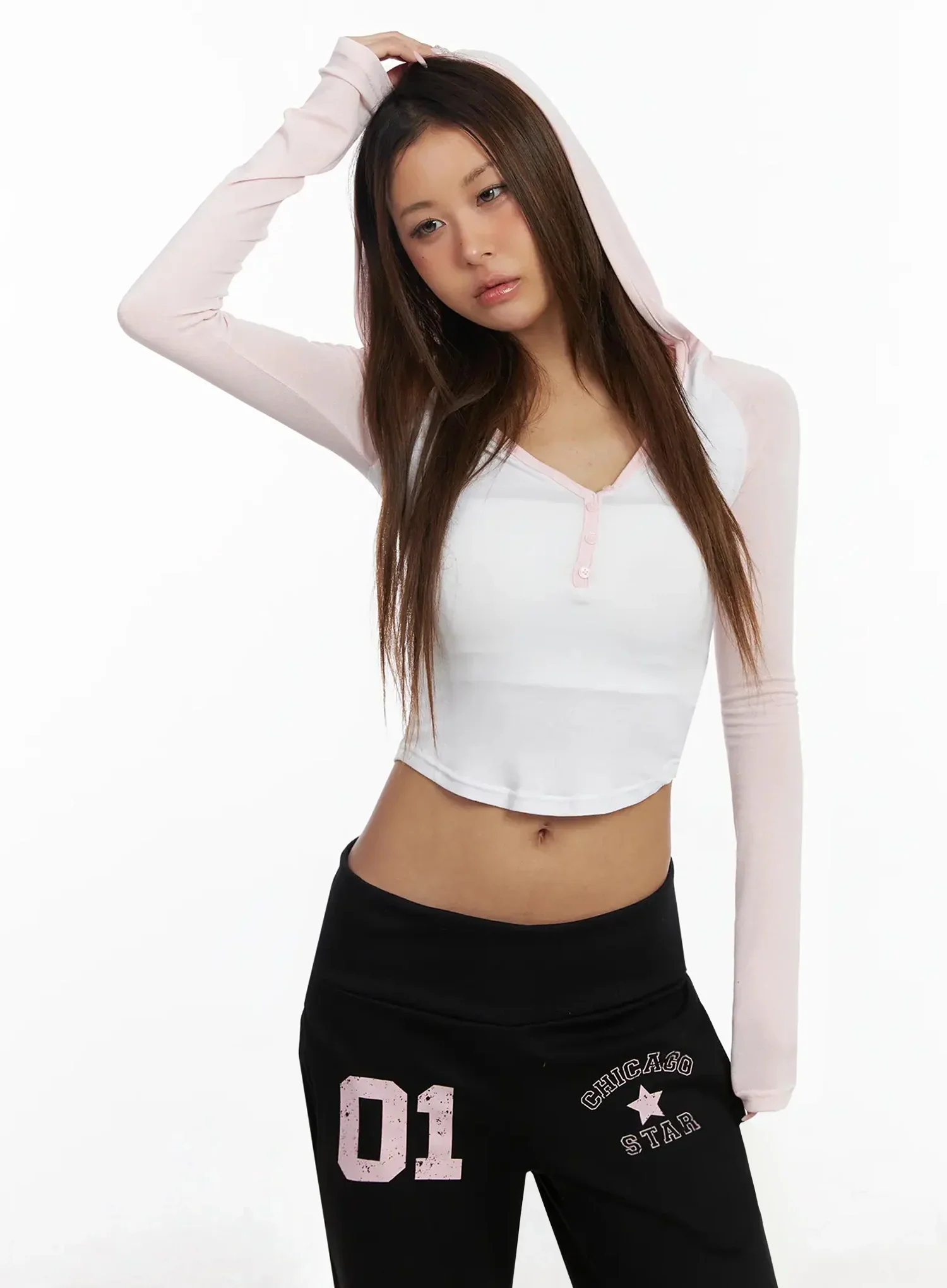 Raglan Hooded Slim Crop Top IY504 - Image 10