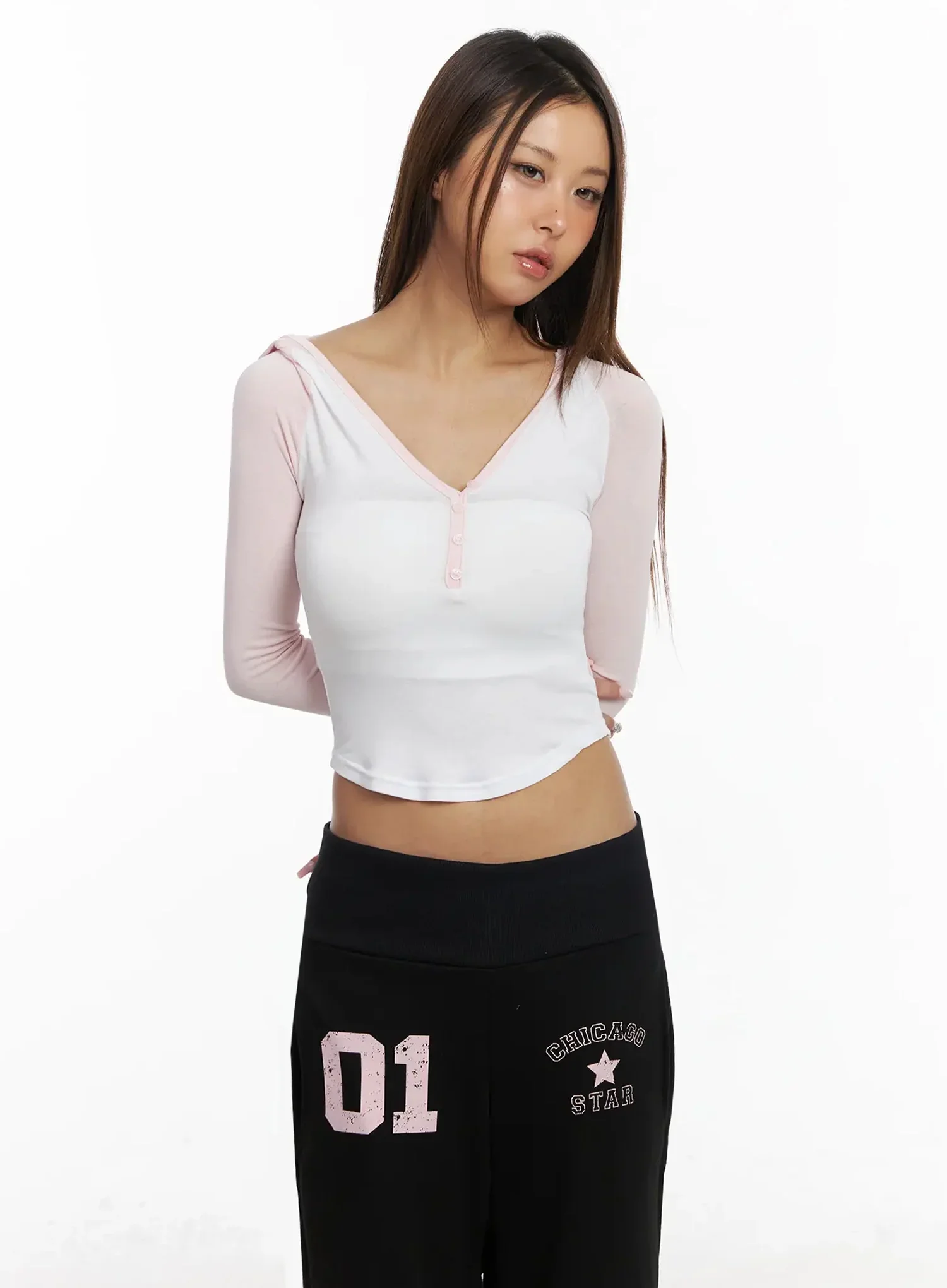 Raglan Hooded Slim Crop Top IY504 - Image 3