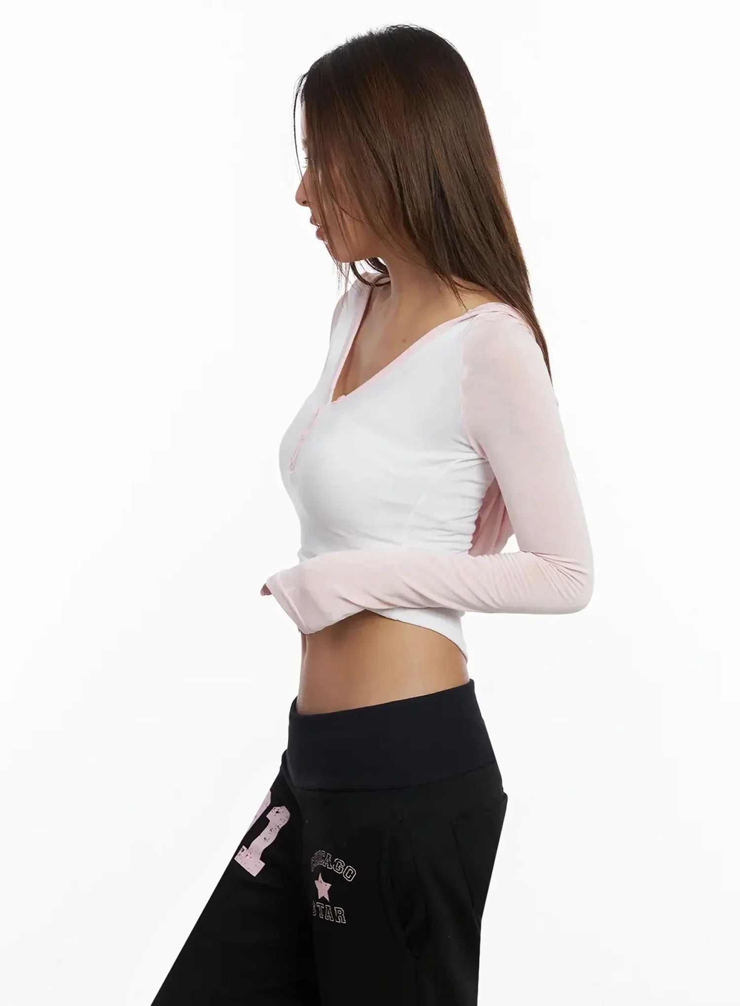 Raglan Hooded Slim Crop Top IY504 - Image 9