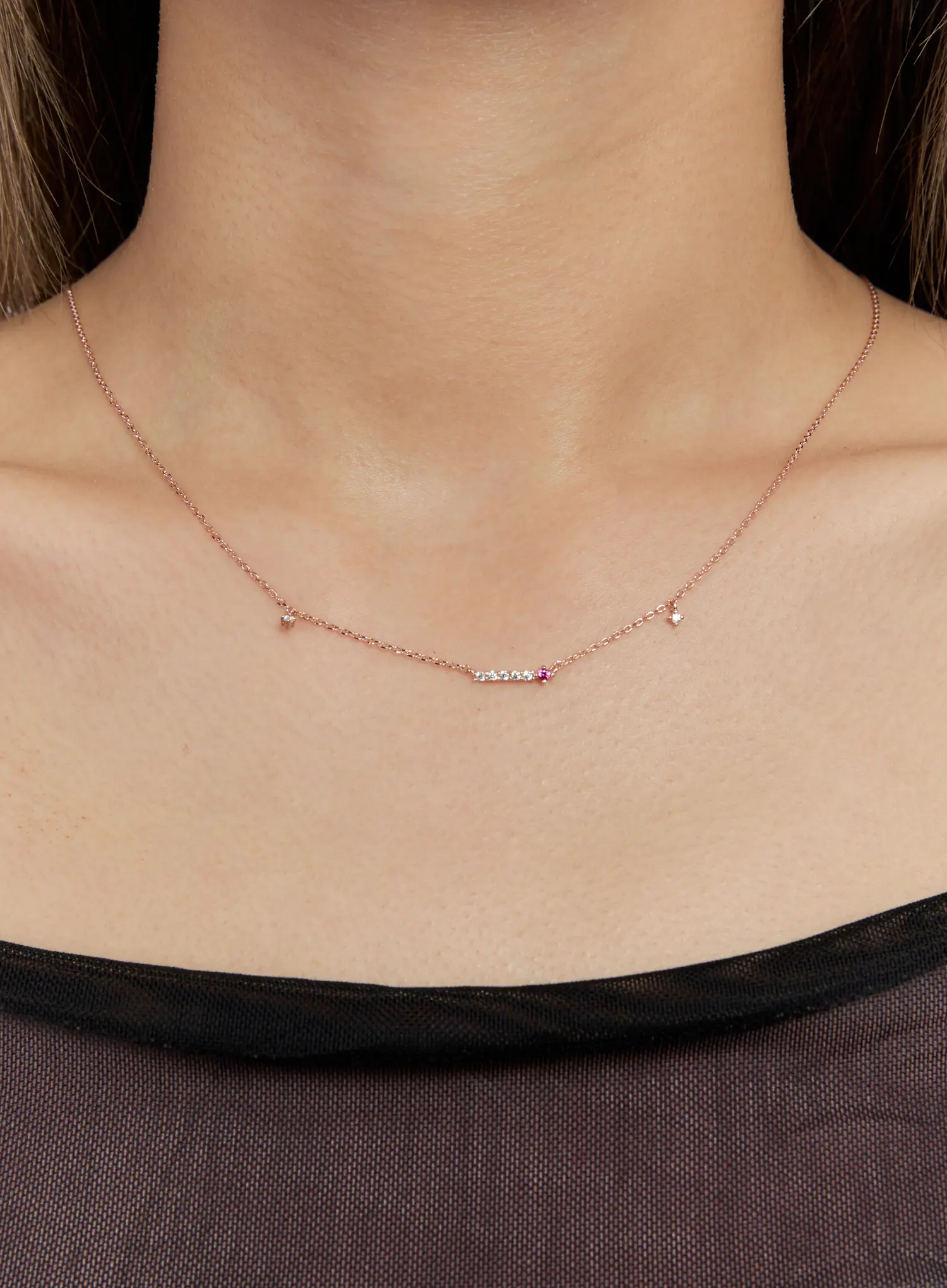 Red Cubic Charm Necklace IS517 - Image 3