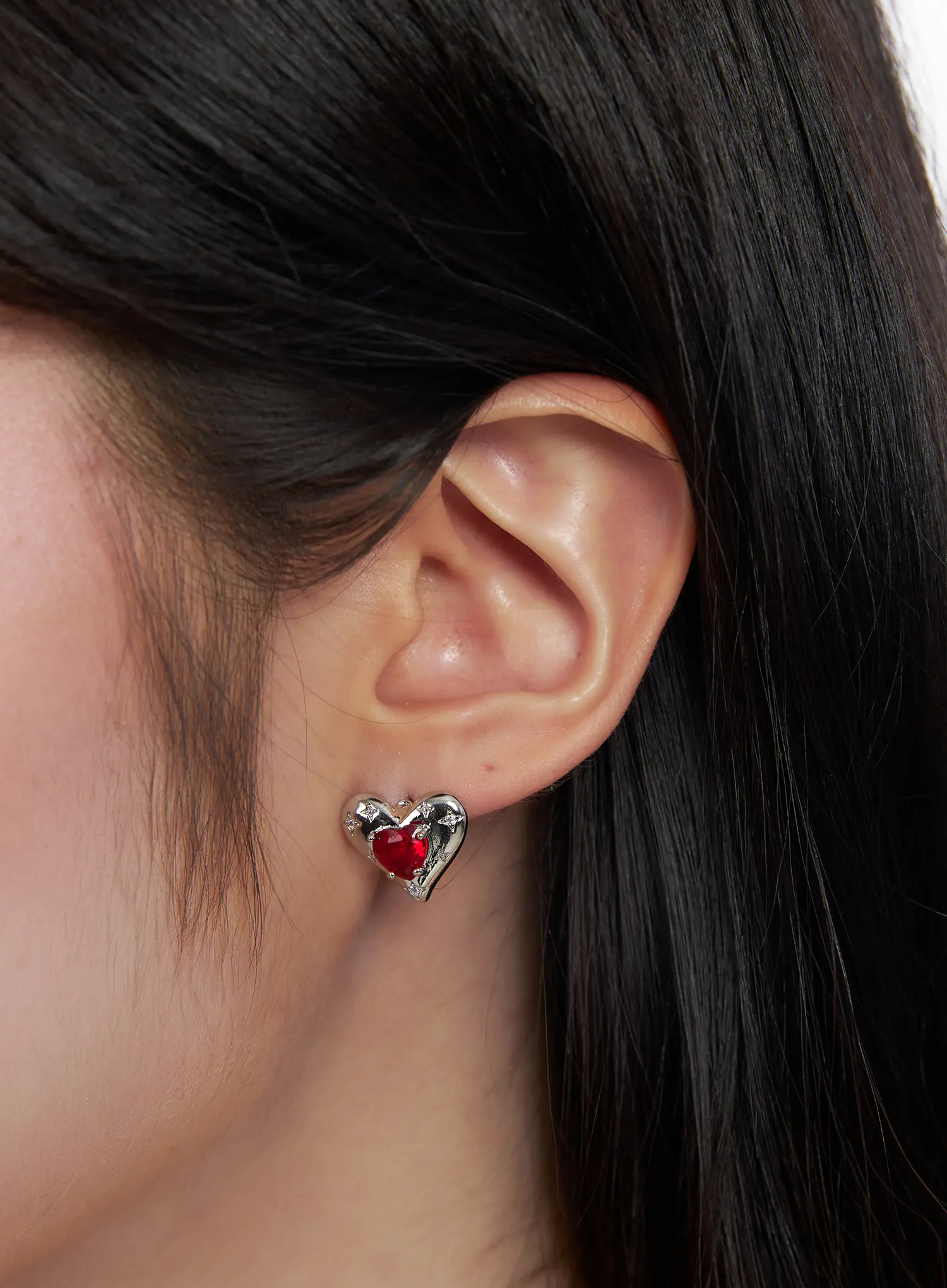 Red Heart Cubic Earrings CJ523