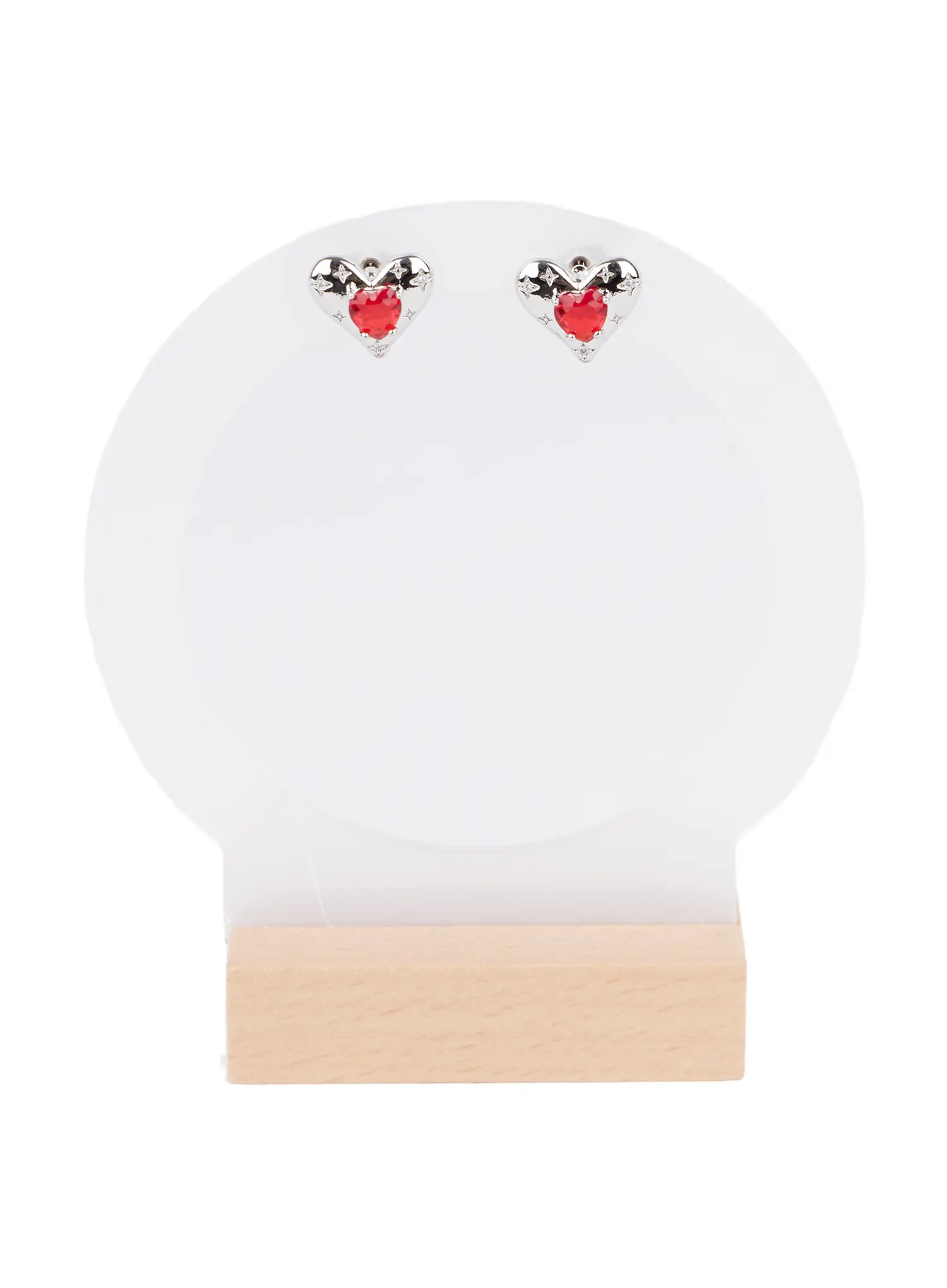 Red Heart Cubic Earrings CJ523 - Image 4