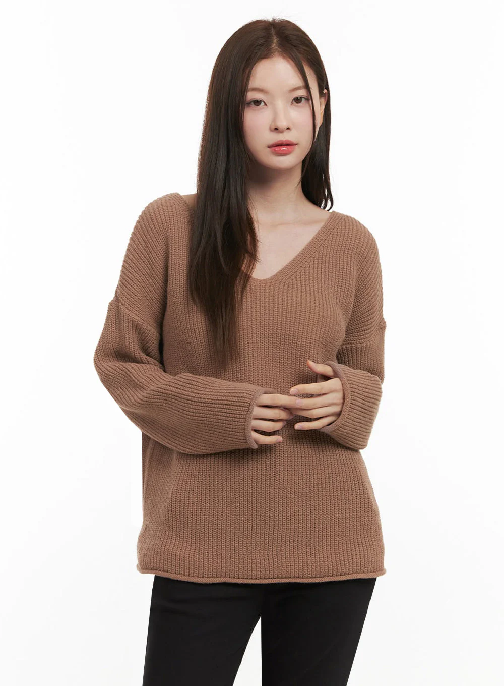 Relaxed-Fit V-Neck Sweater IF505 - Image 13