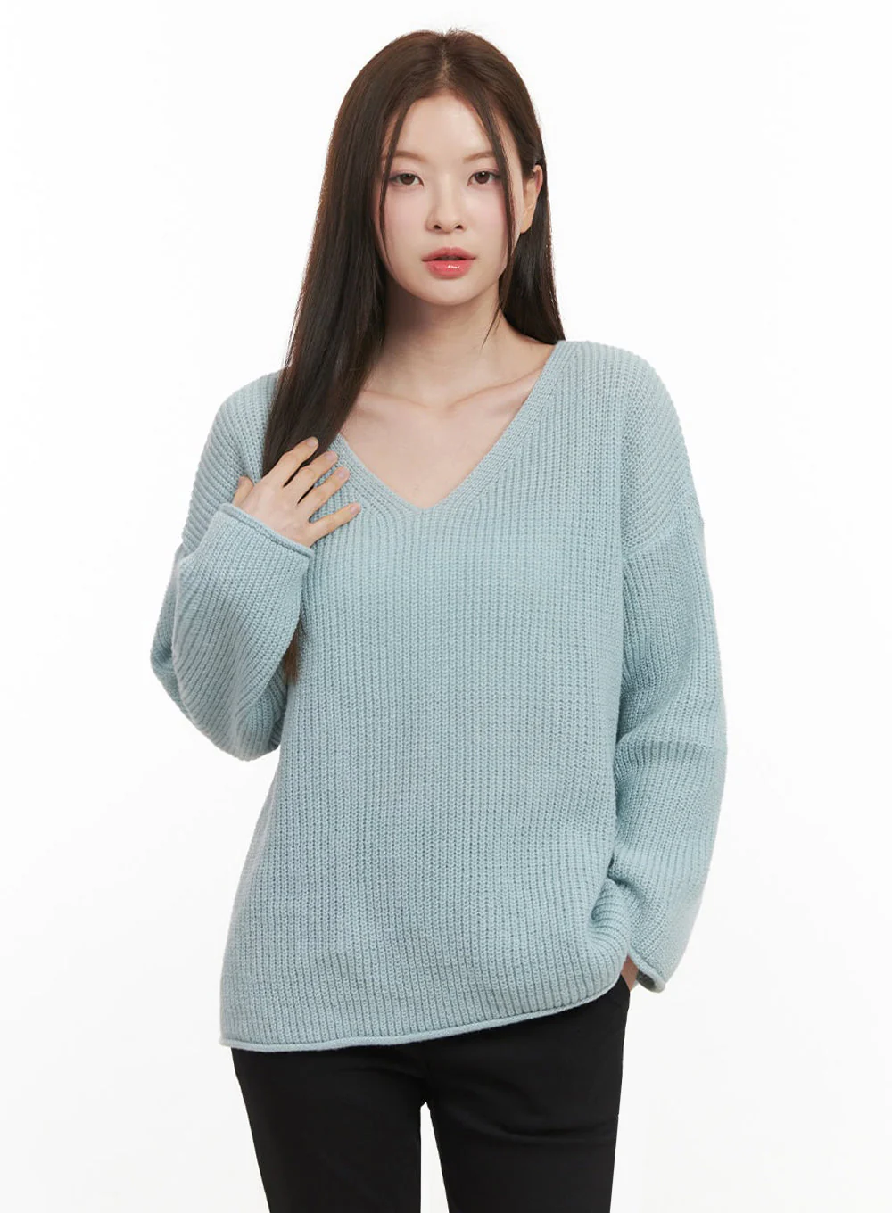 Relaxed-Fit V-Neck Sweater IF505 - Image 14