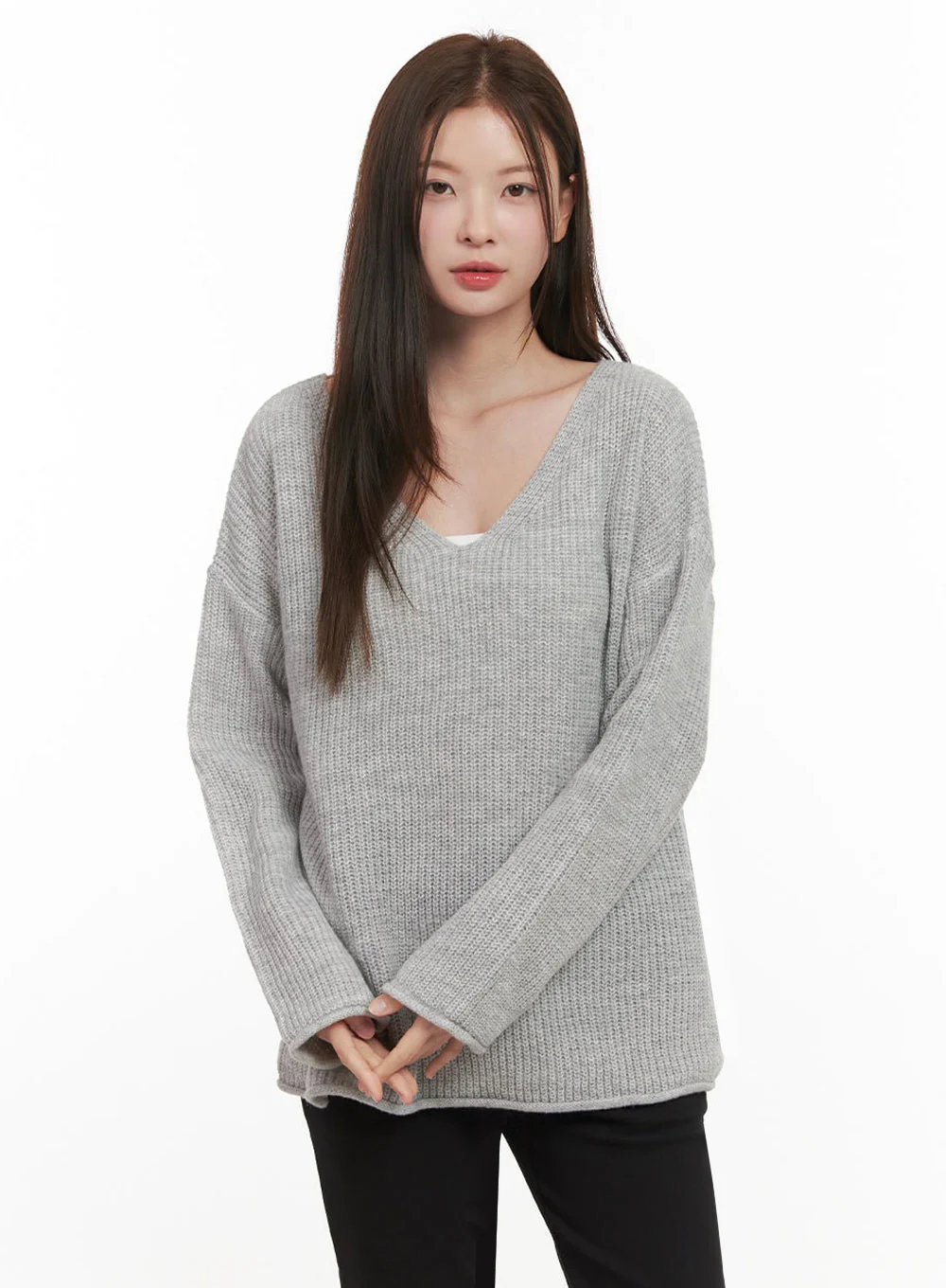 Relaxed-Fit V-Neck Sweater IF505 - Image 15