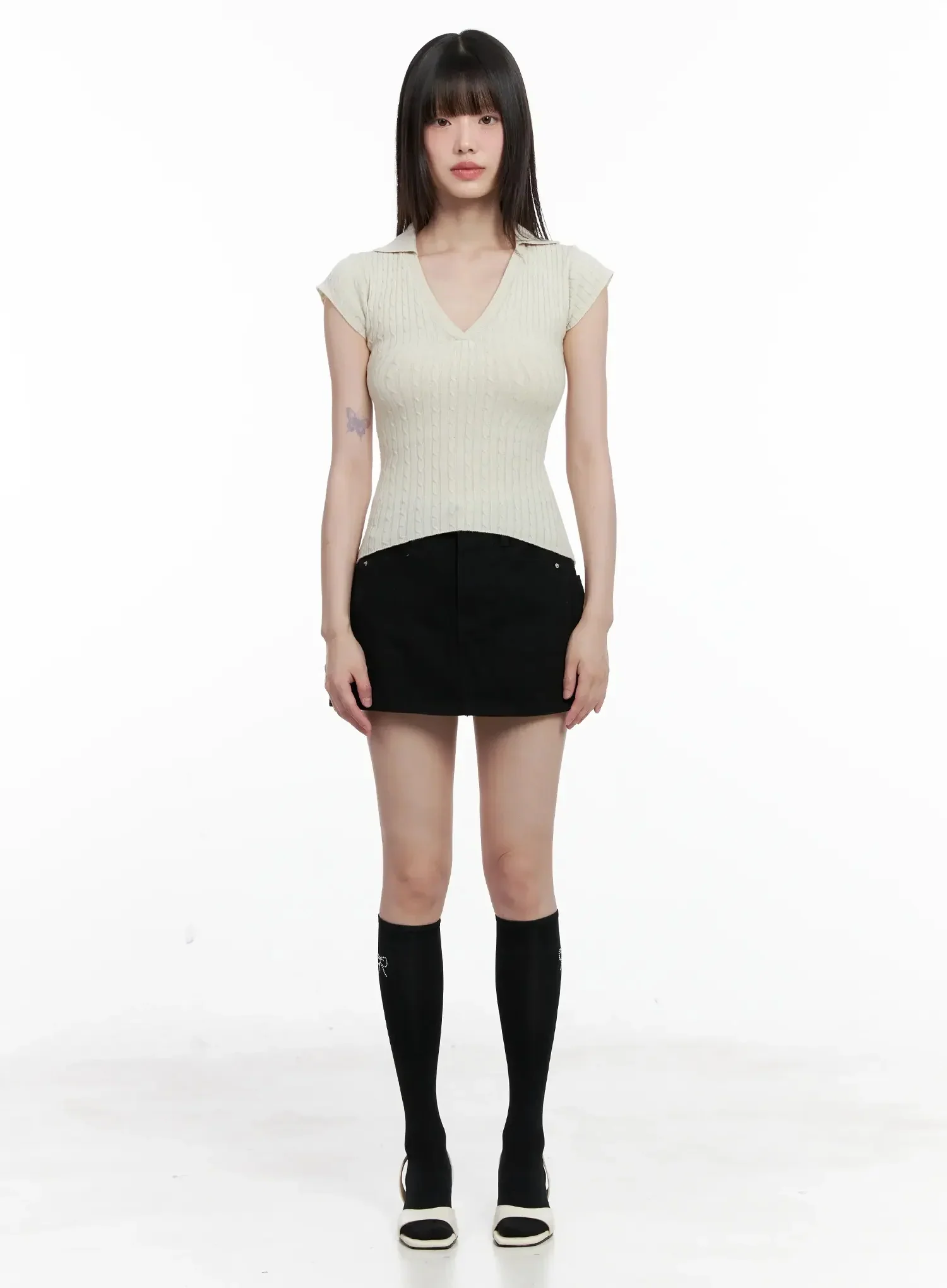 Rhinestone Heart Knee-High Socks IL531 - Image 6