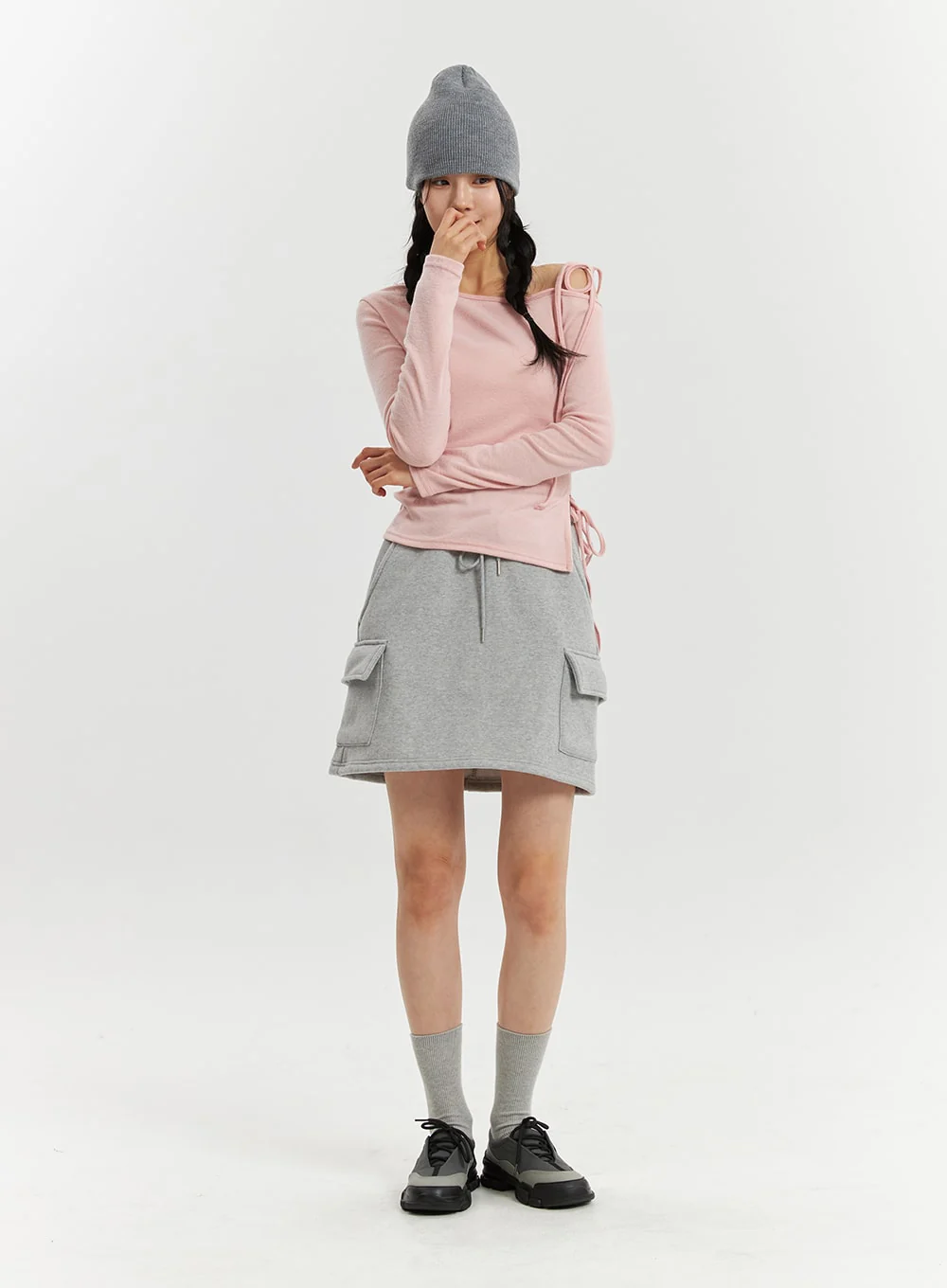 Rib and Shoulder Asymmetrical Drawstring Tee OD320 - Image 5