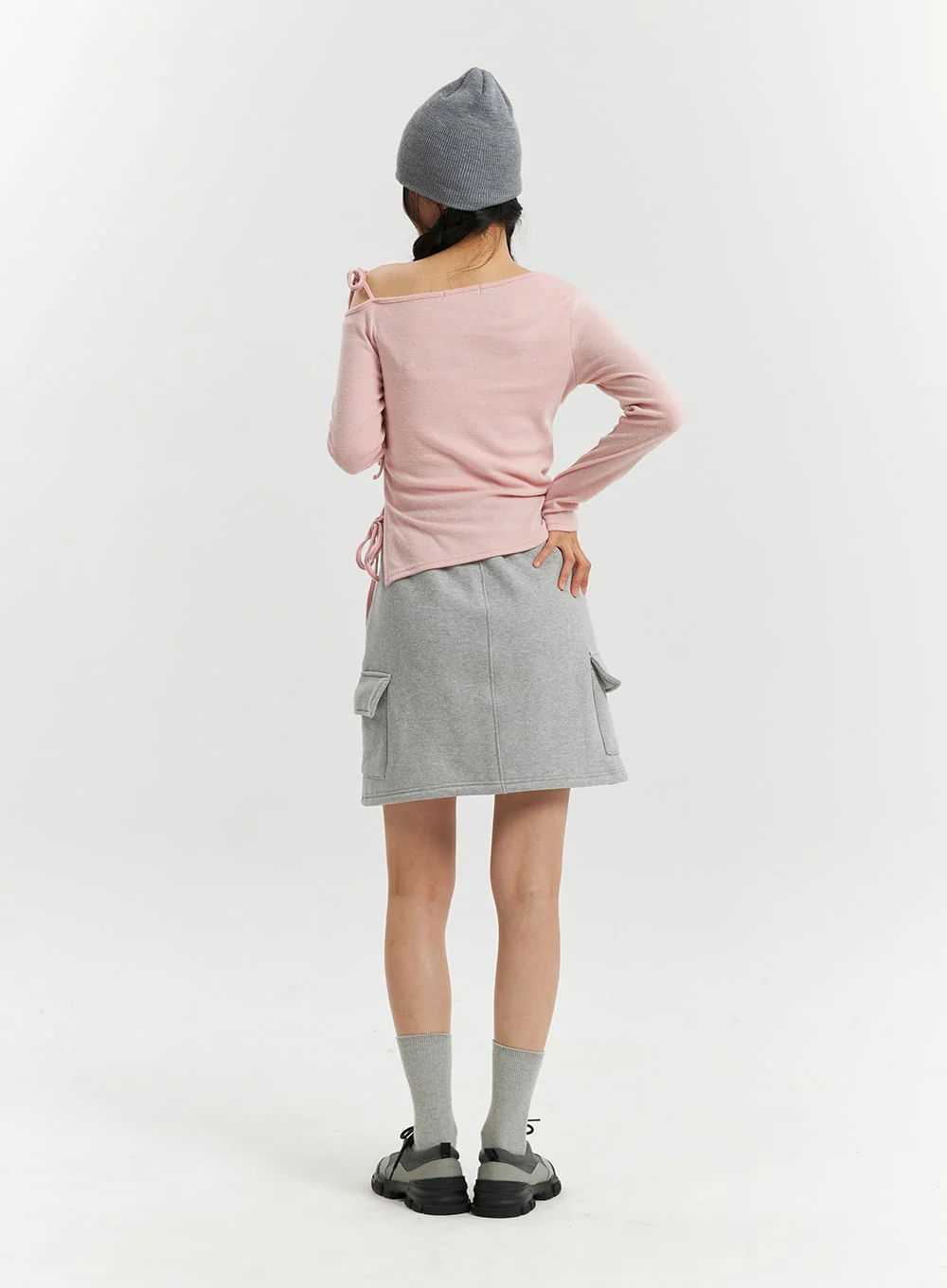 Rib and Shoulder Asymmetrical Drawstring Tee OD320 - Image 6