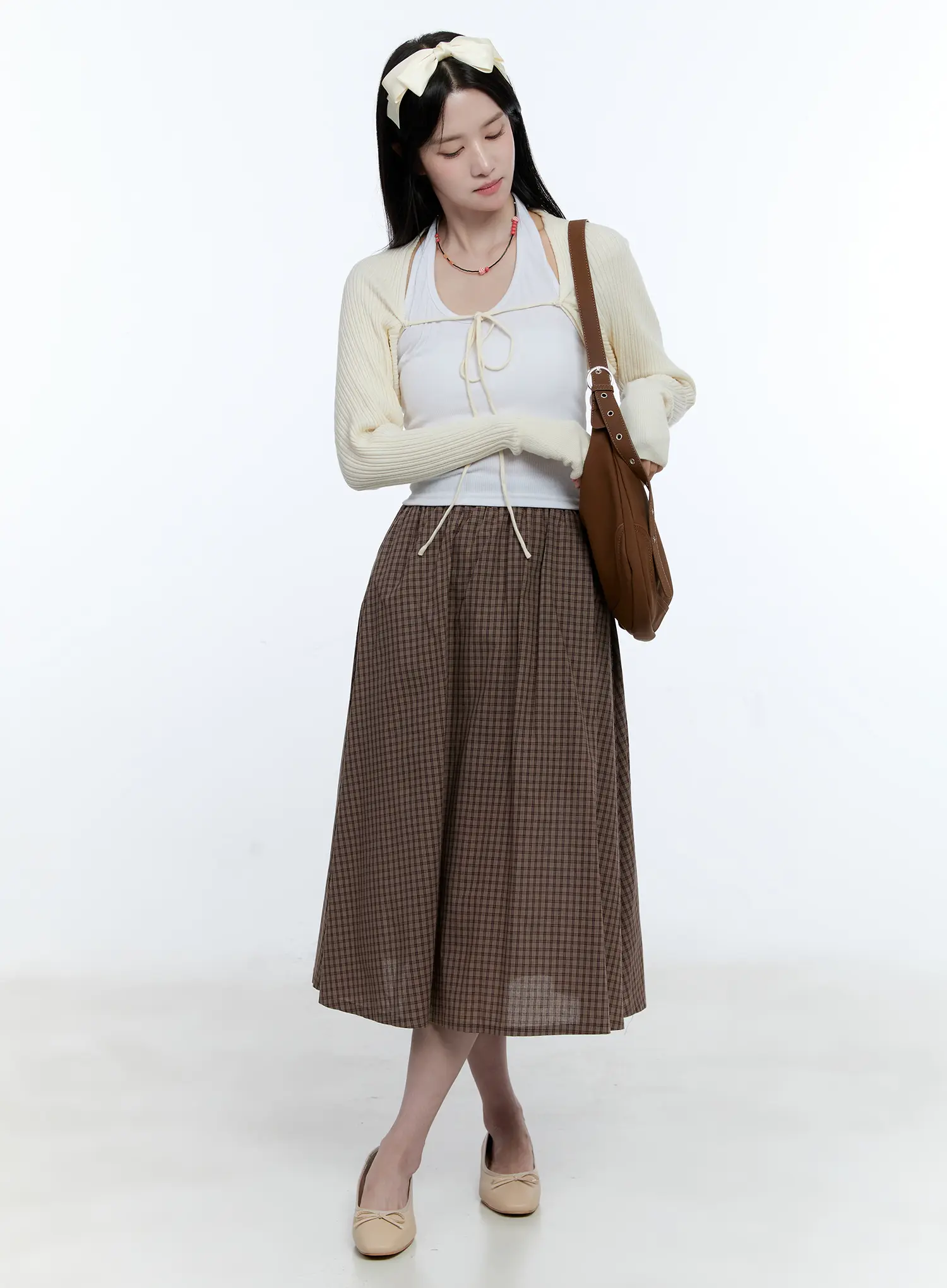 Ribbed Bow-Tie Knit Bolero CG514