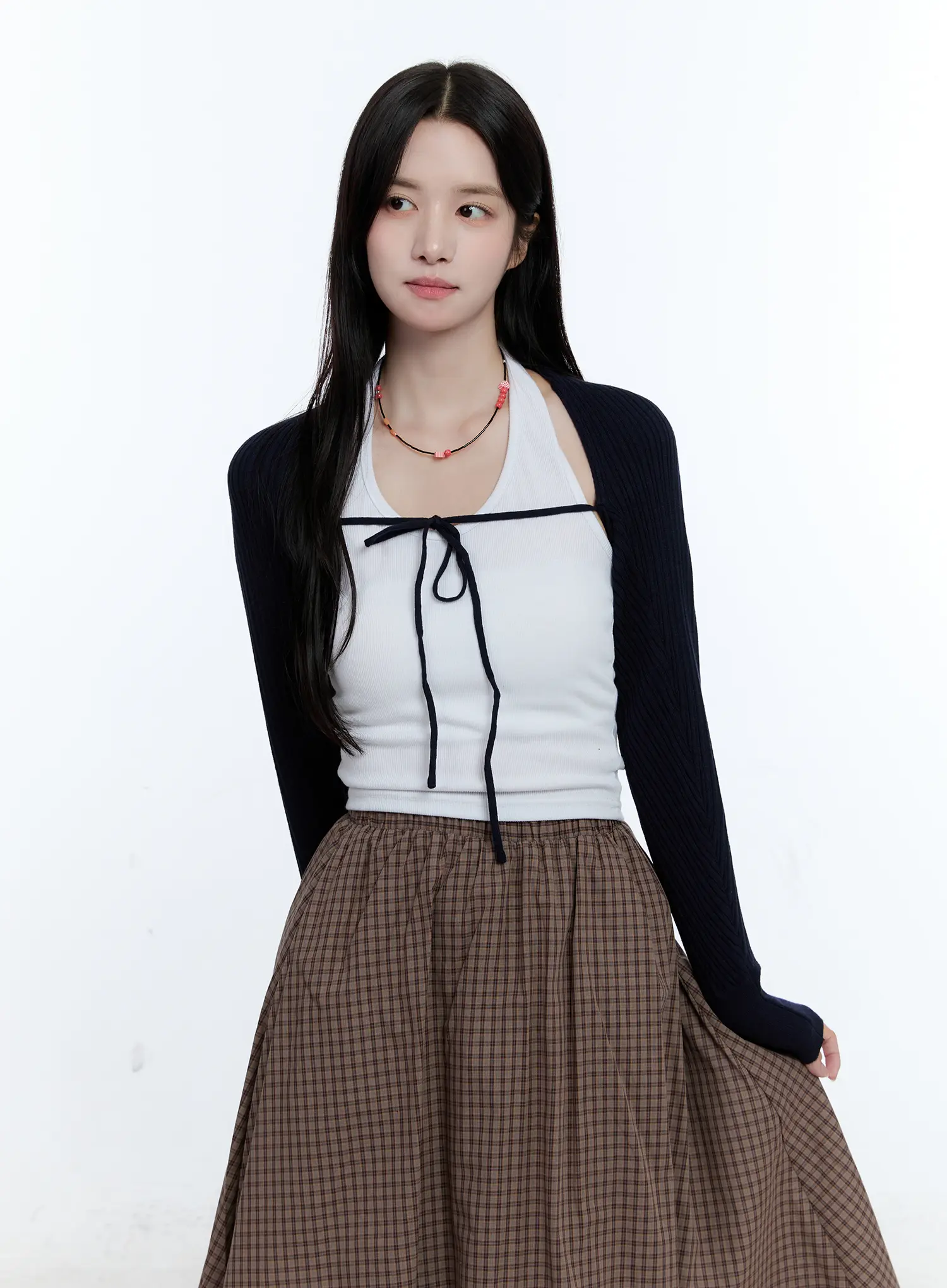 Ribbed Bow-Tie Knit Bolero CG514 - Image 10