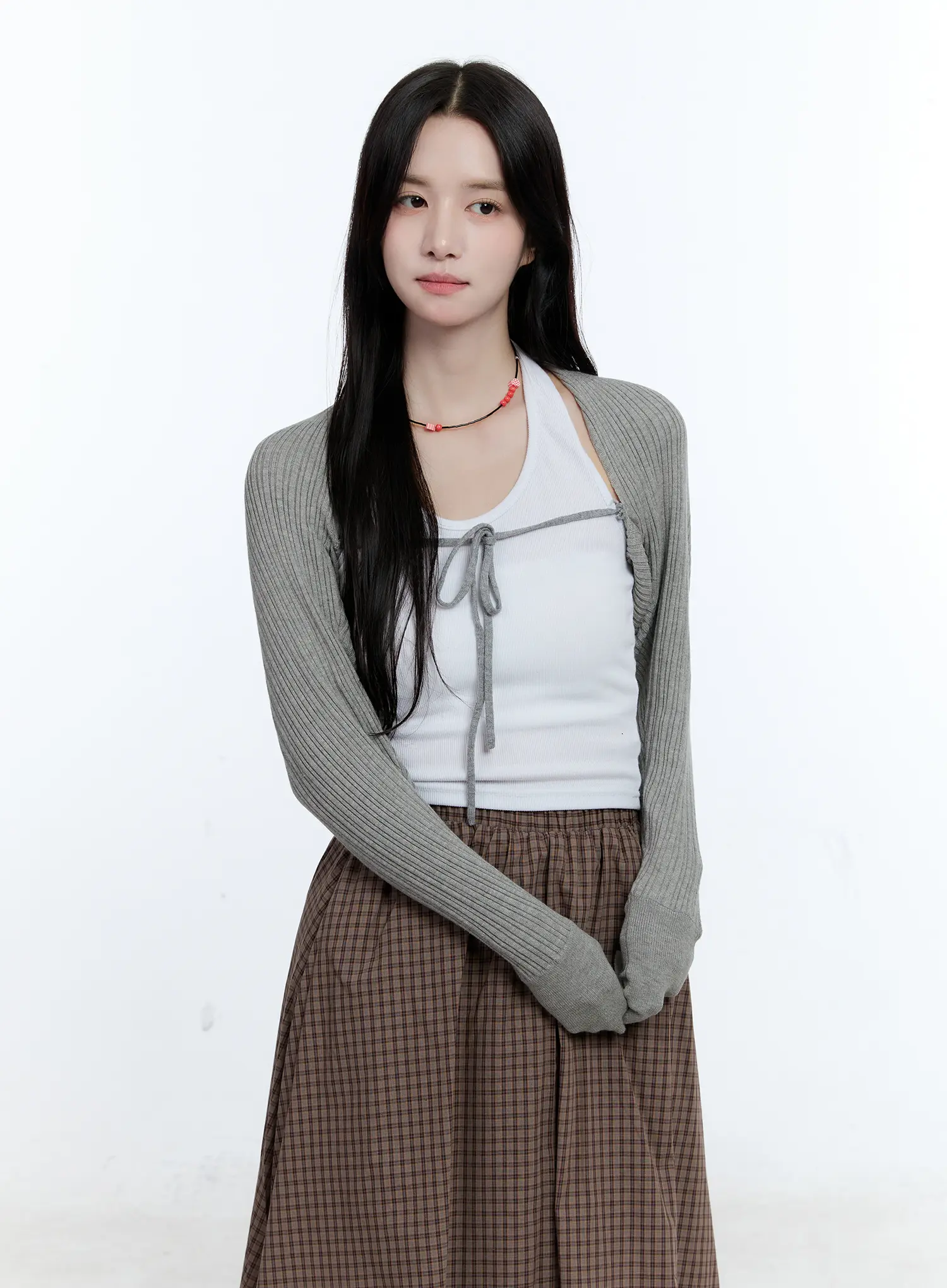 Ribbed Bow-Tie Knit Bolero CG514 - Image 2