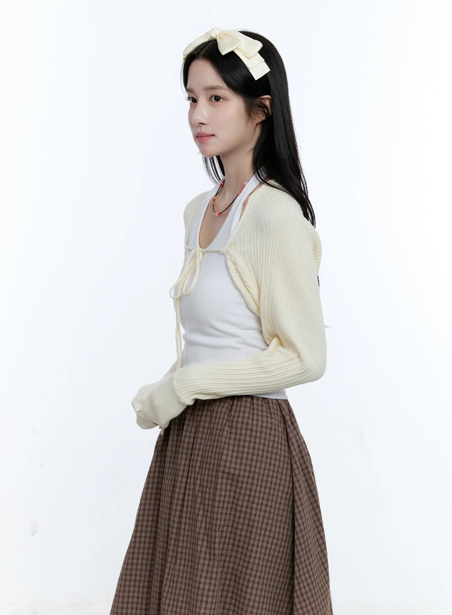 Ribbed Bow-Tie Knit Bolero CG514 - Image 6