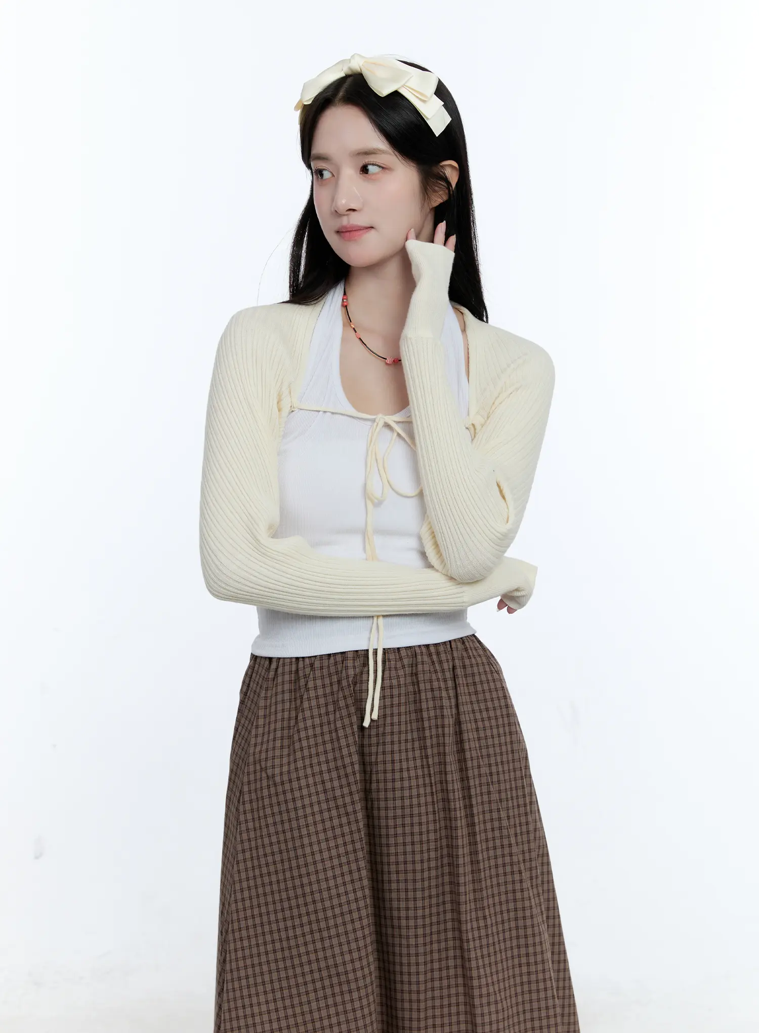 Ribbed Bow-Tie Knit Bolero CG514 - Image 7