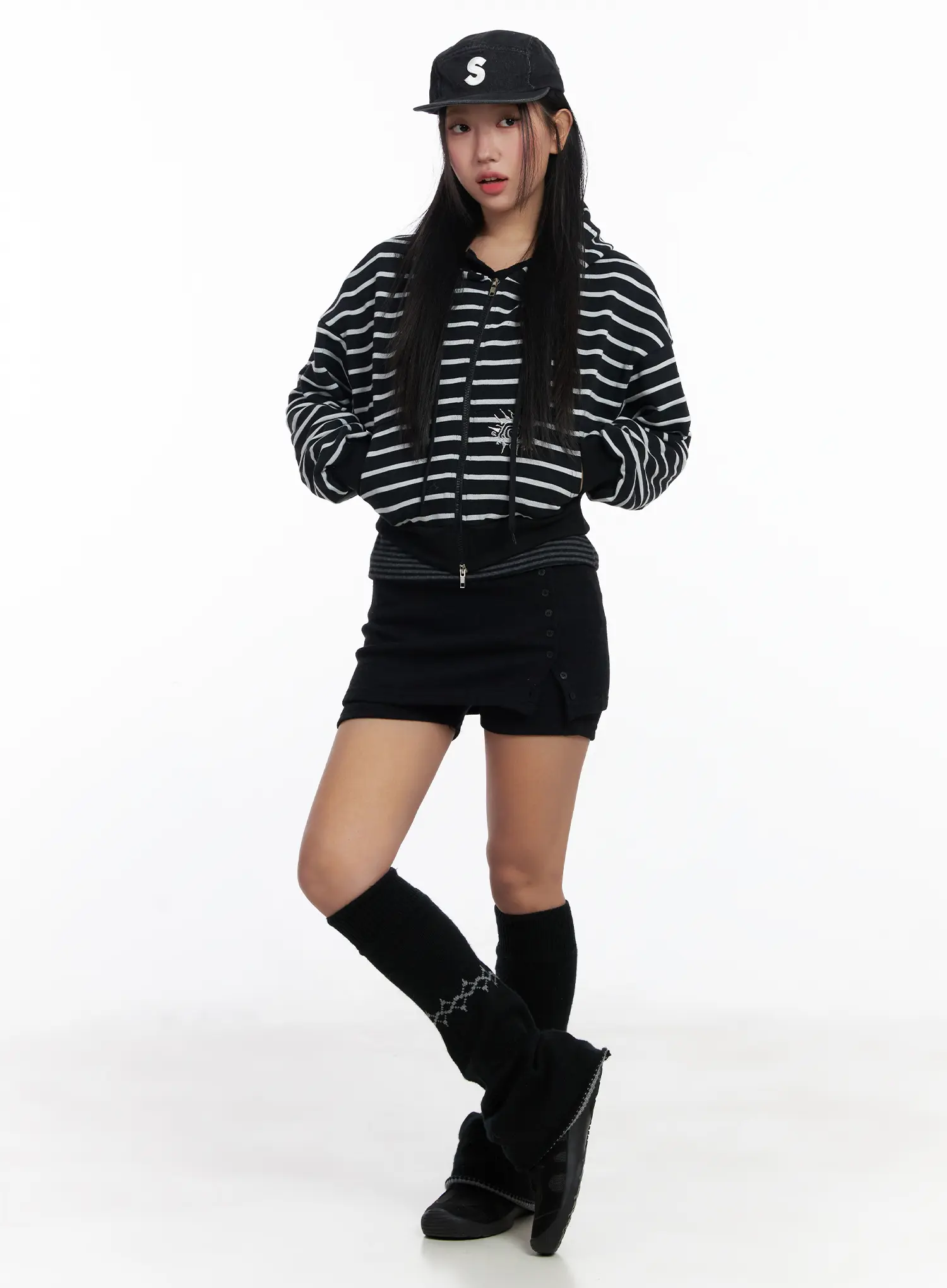 Ribbed Button Mini Skort CJ514 - Image 2