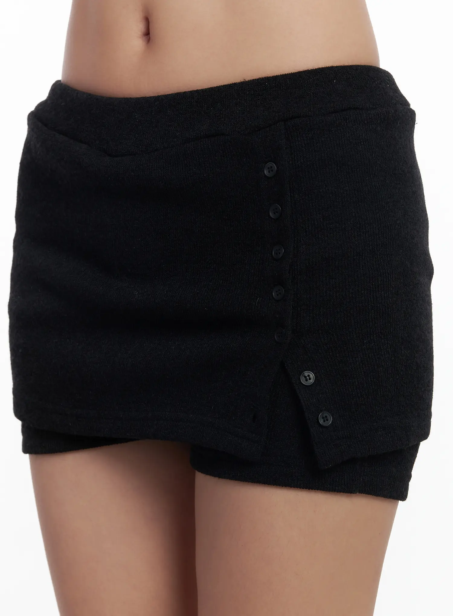 Ribbed Button Mini Skort CJ514 - Image 3