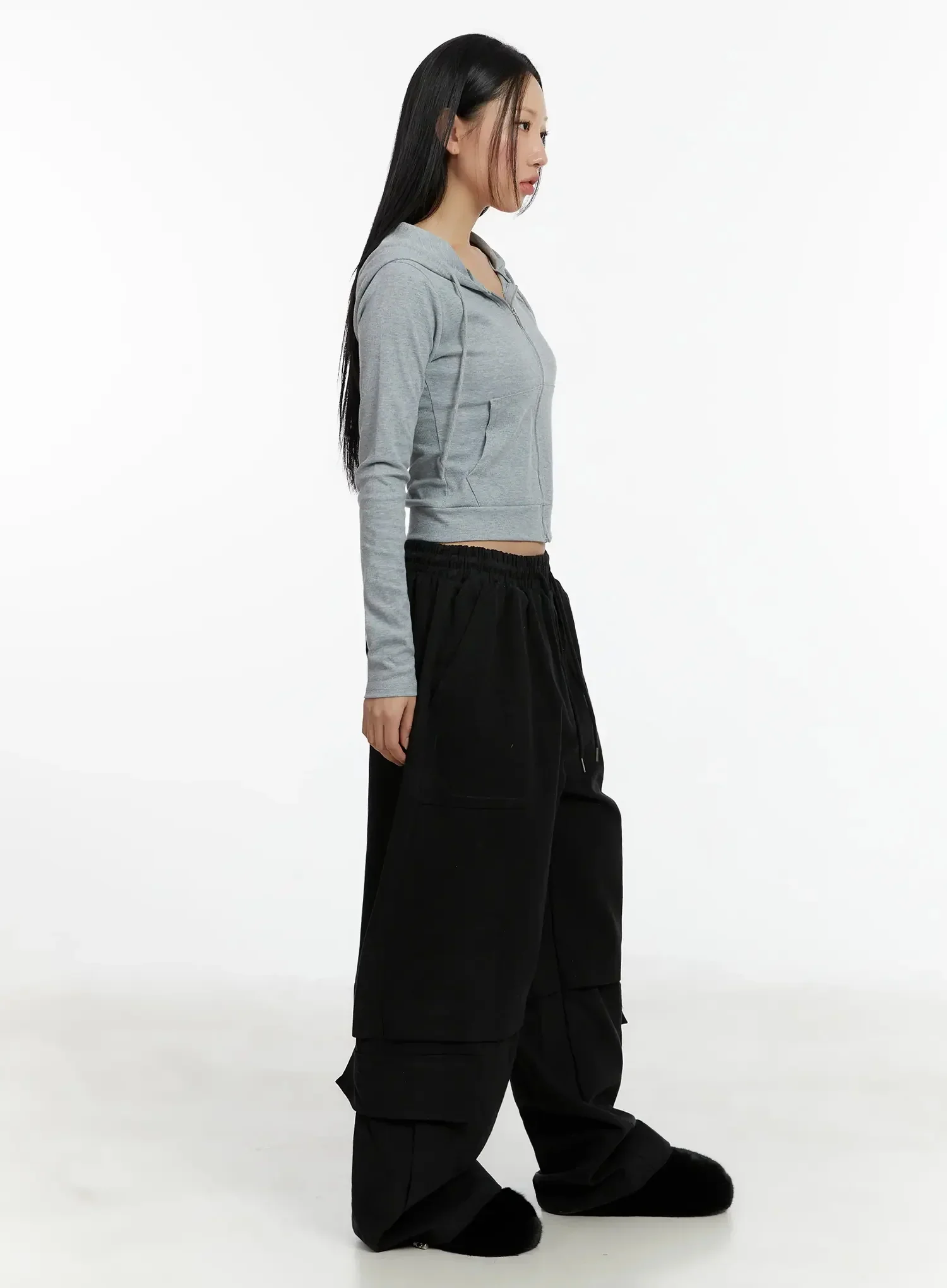Ribbed Crop Zip-Up Hoodie ID525 - Image 11