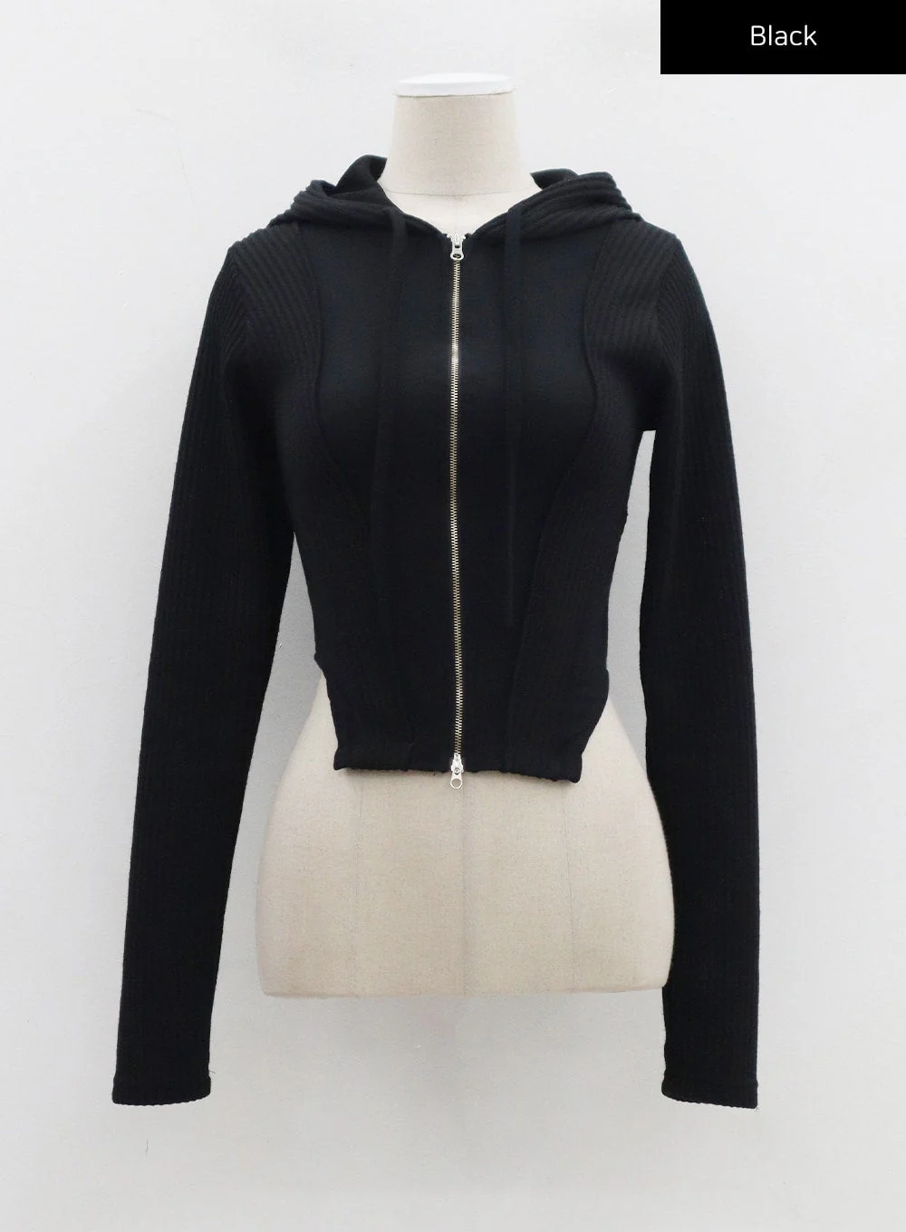 Ribbed Cropped Zip-Up Hoodie CJ330 - Image 15
