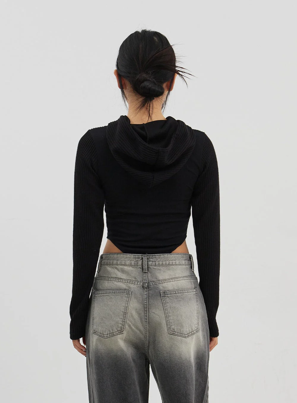 Ribbed Cropped Zip-Up Hoodie CJ330 - Image 6
