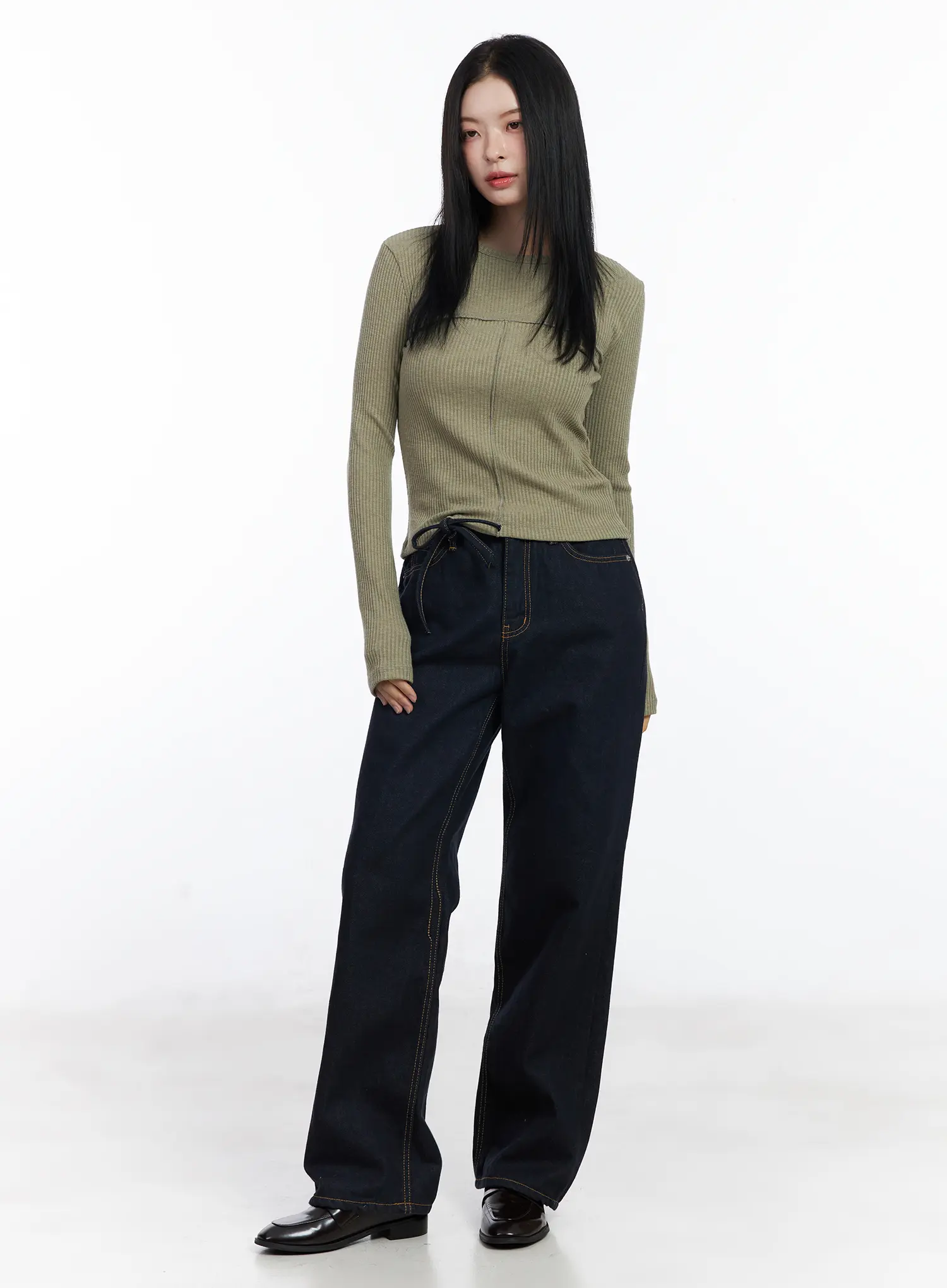 Ribbed Cutout Long Sleeve Tee CJ519