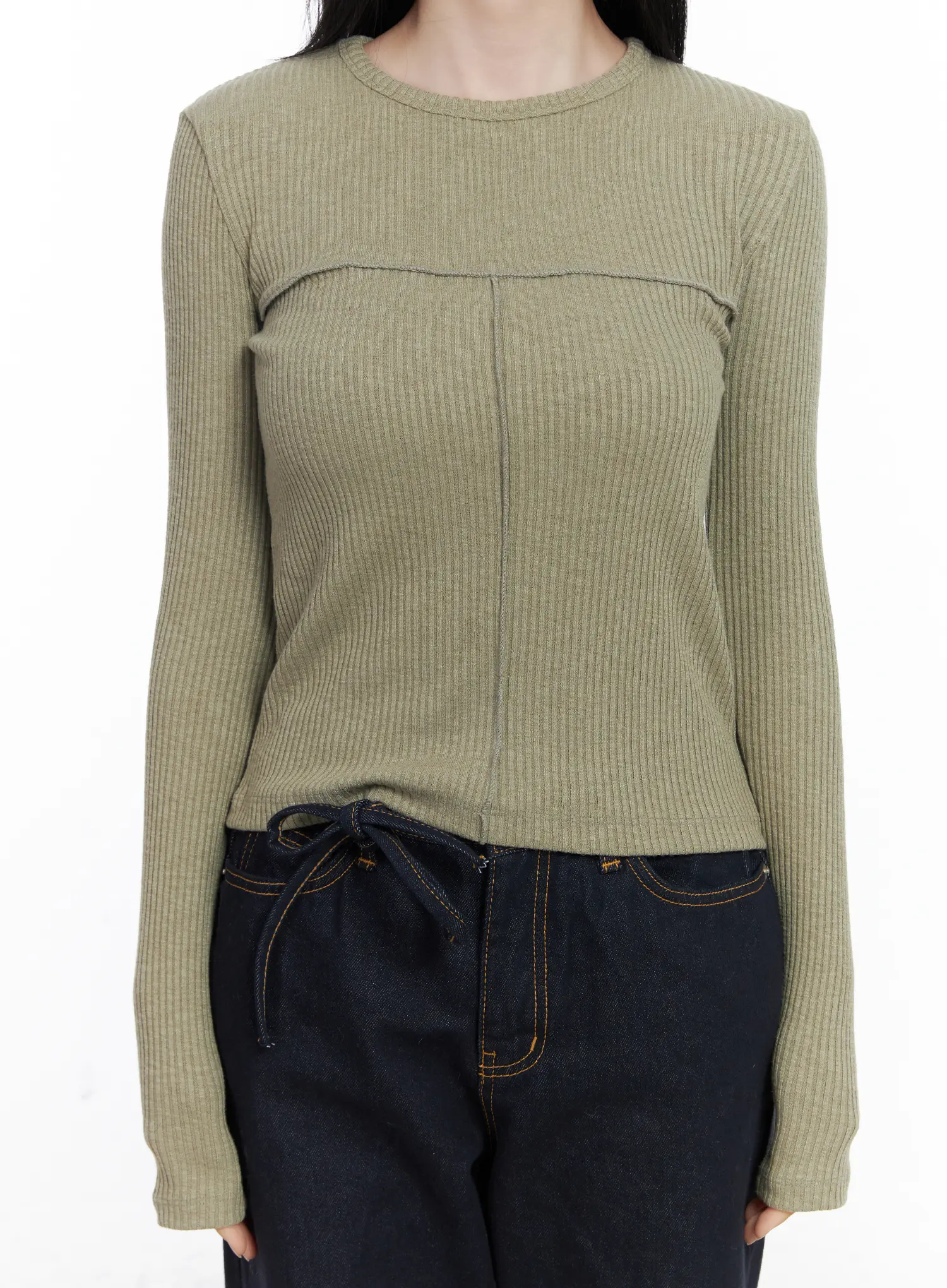 Ribbed Cutout Long Sleeve Tee CJ519 - Image 6