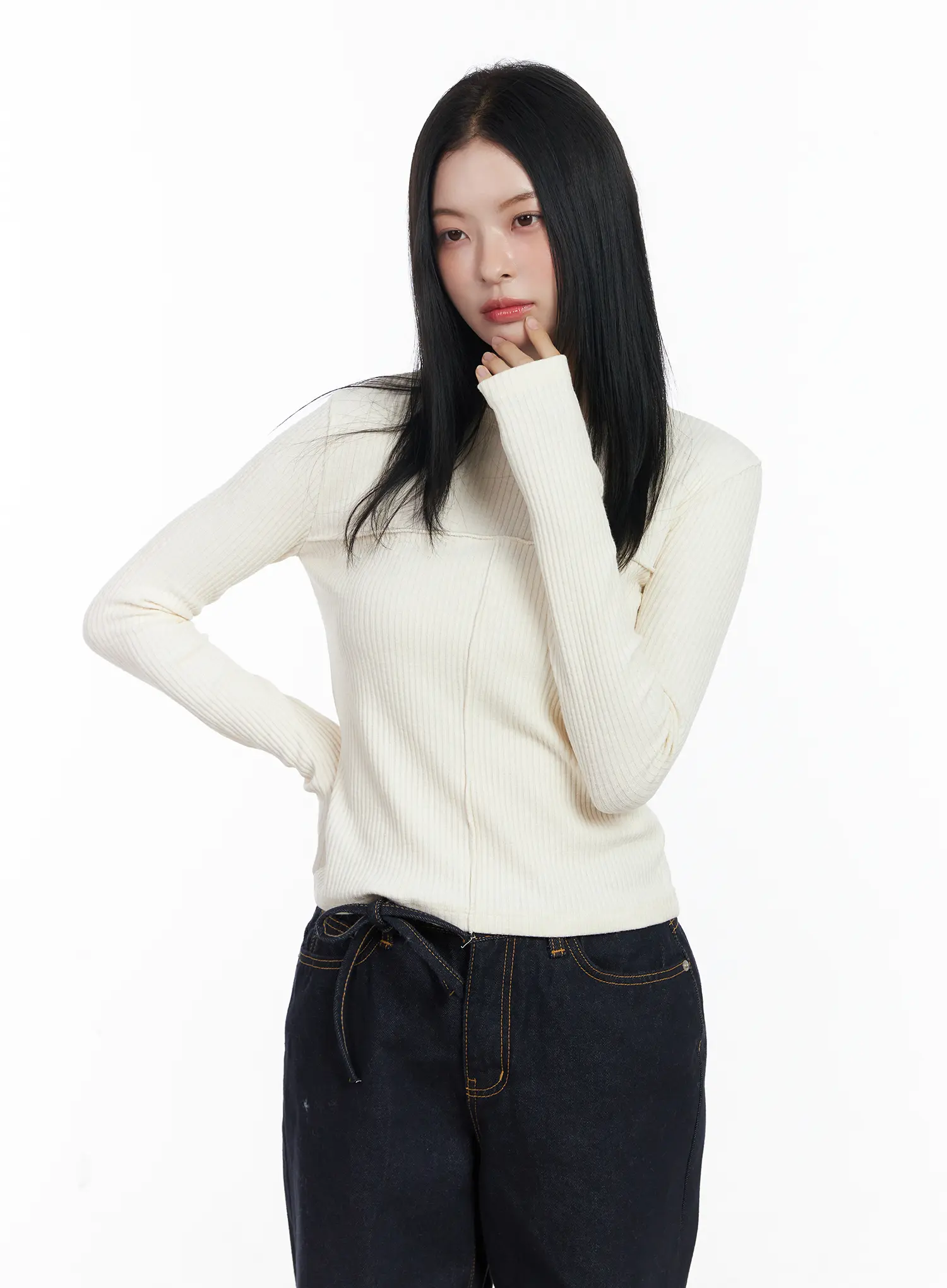 Ribbed Cutout Long Sleeve Tee CJ519 - Image 8