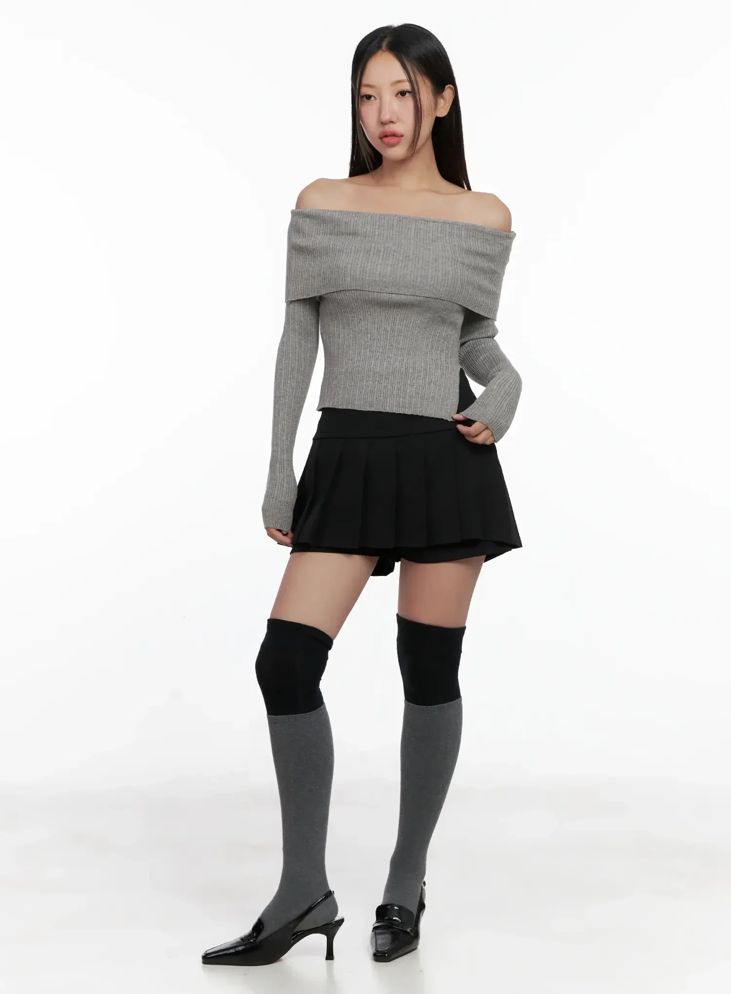 Ribbed Folded Off-Shoulder Top IG527 - Image 10