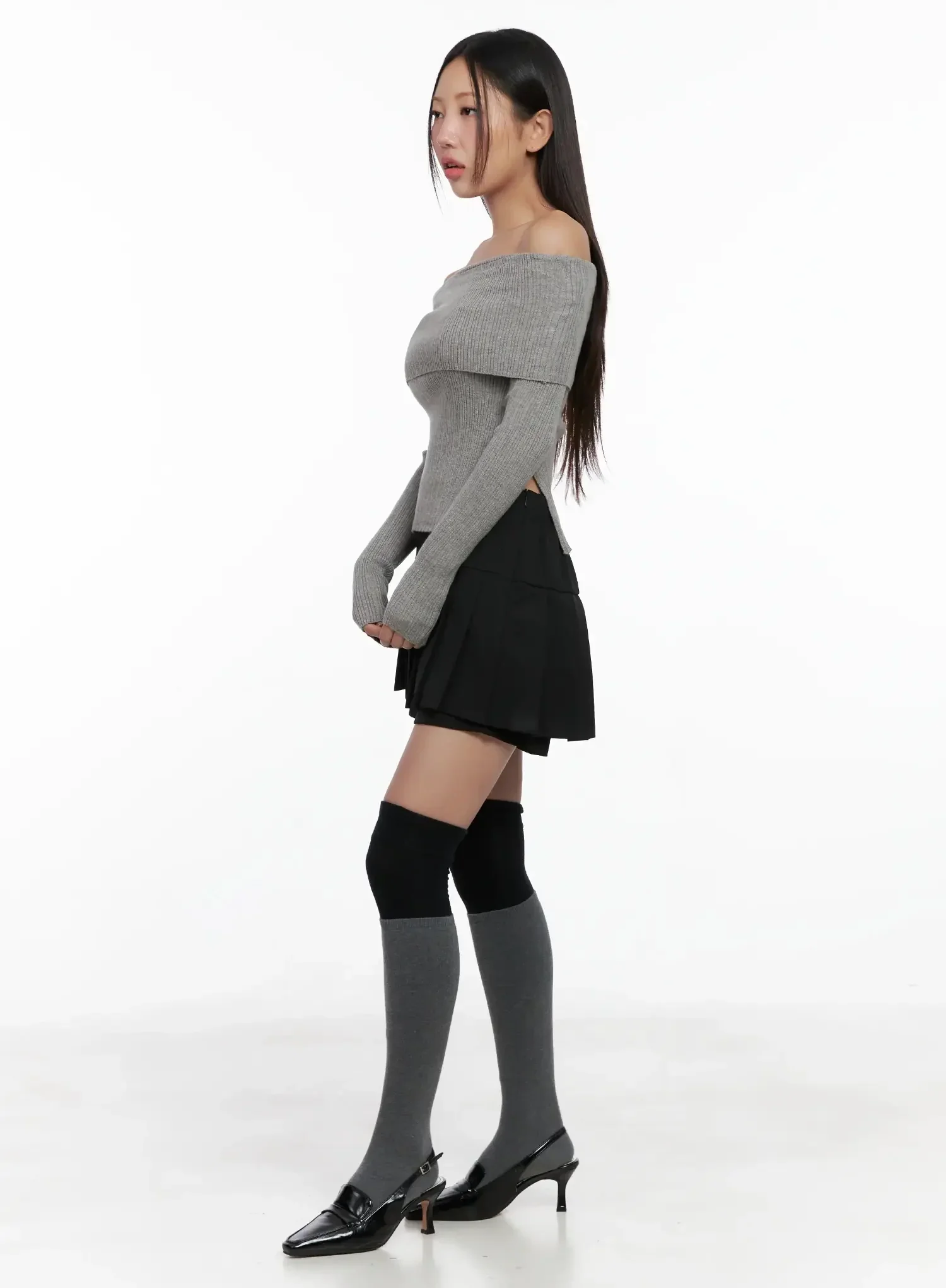 Ribbed Folded Off-Shoulder Top IG527 - Image 4