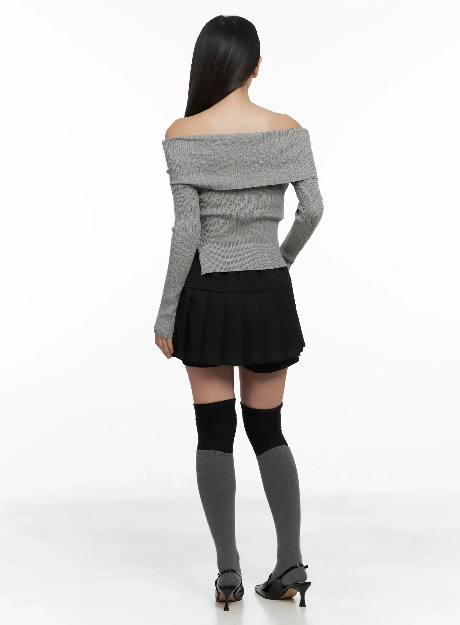 Ribbed Folded Off-Shoulder Top IG527 - Image 6
