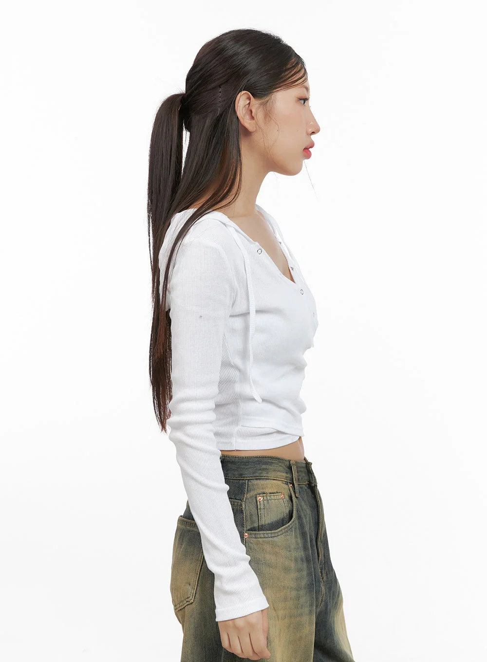 Ribbed Hoodie Long Sleeve Top CS405 - Image 4