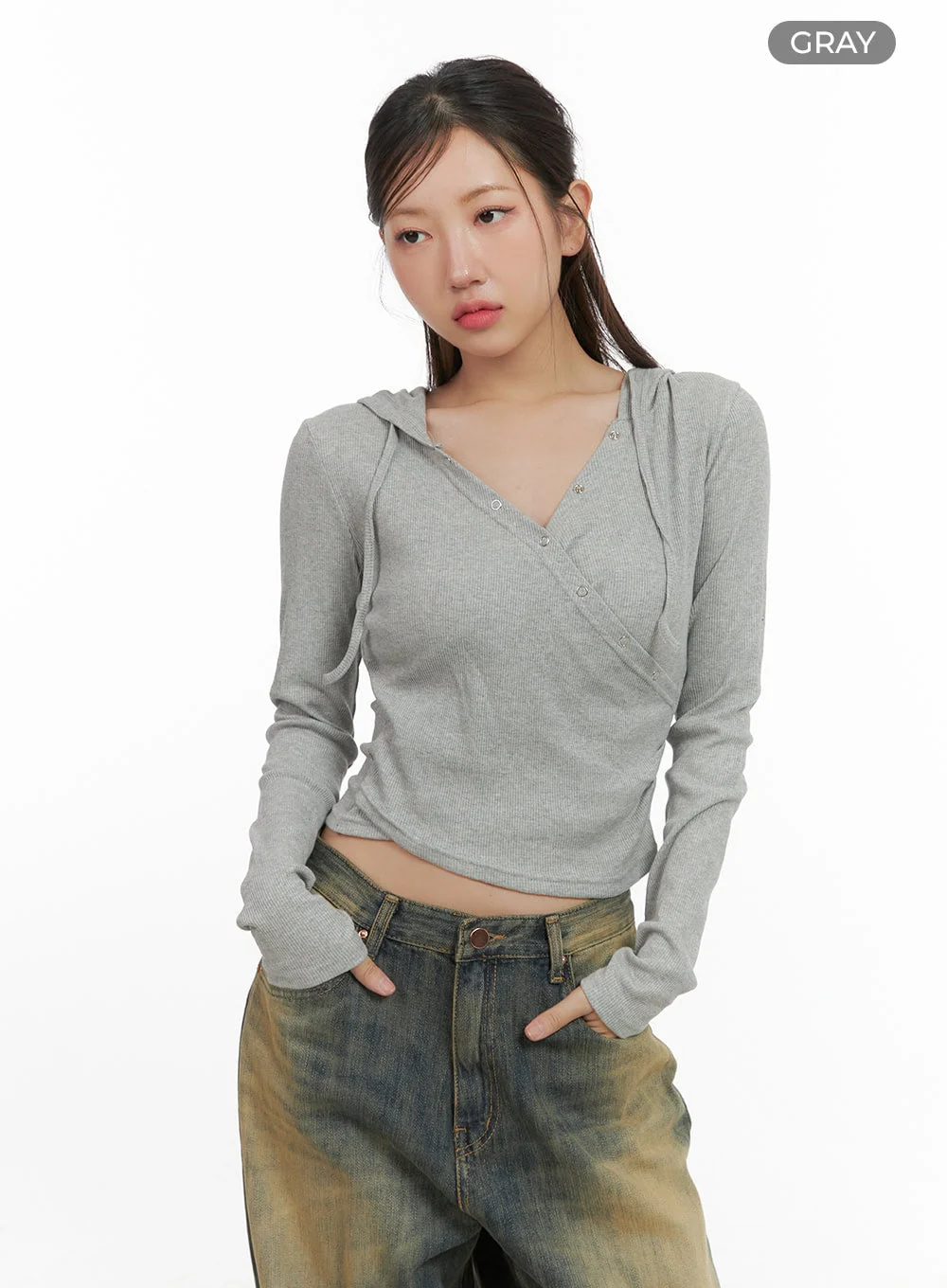 Ribbed Hoodie Long Sleeve Top CS405 - Image 9