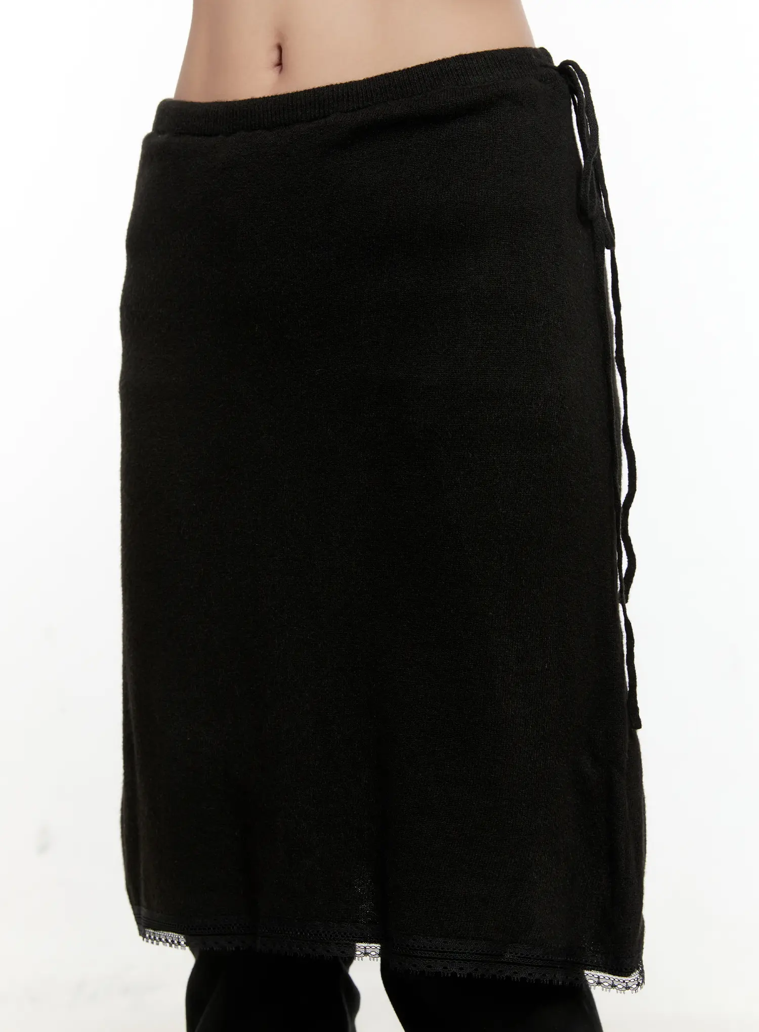 Ribbed Knit Lace Midi Skirt CN505 - Image 8